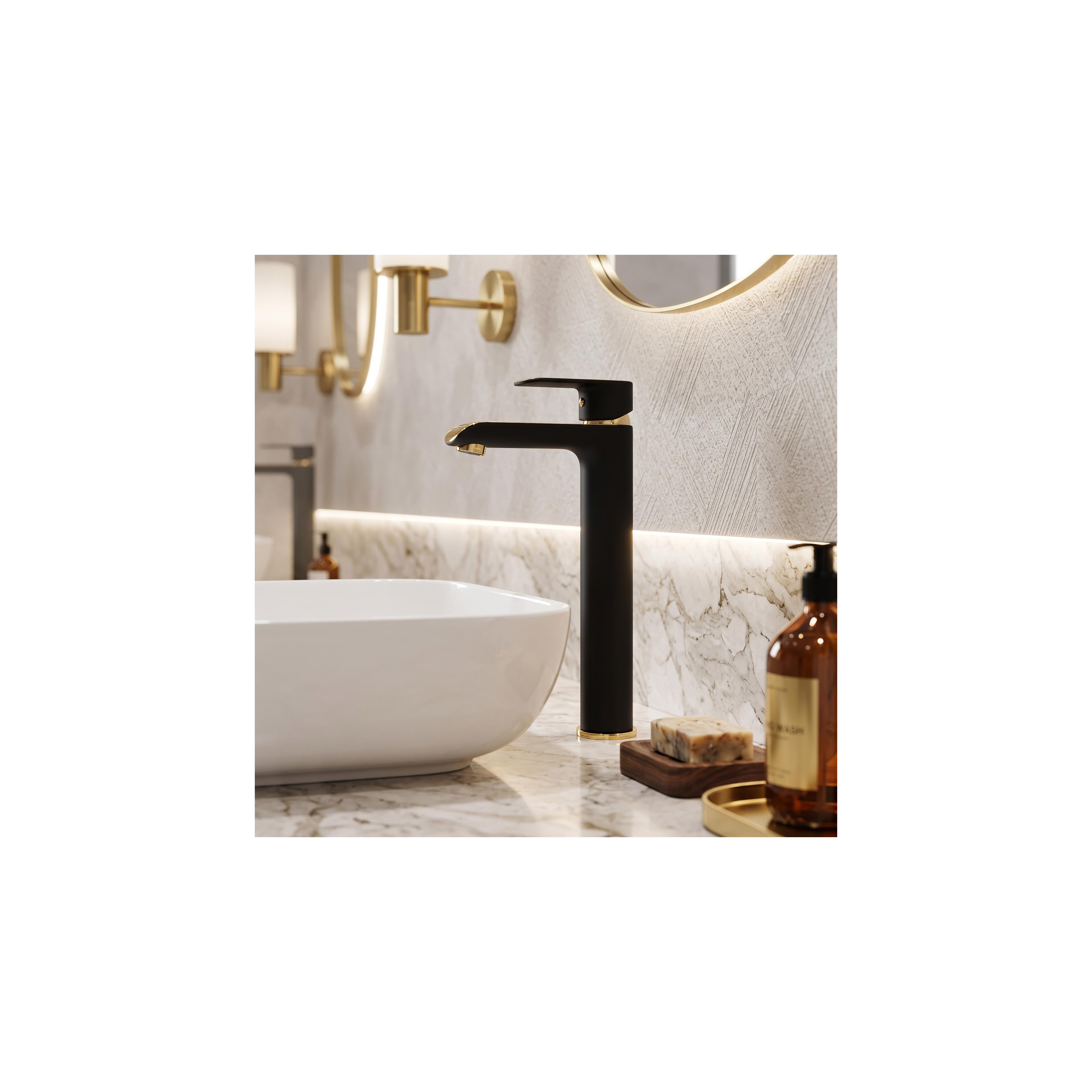 Bathroom faucet REA Bloom Black Gold high