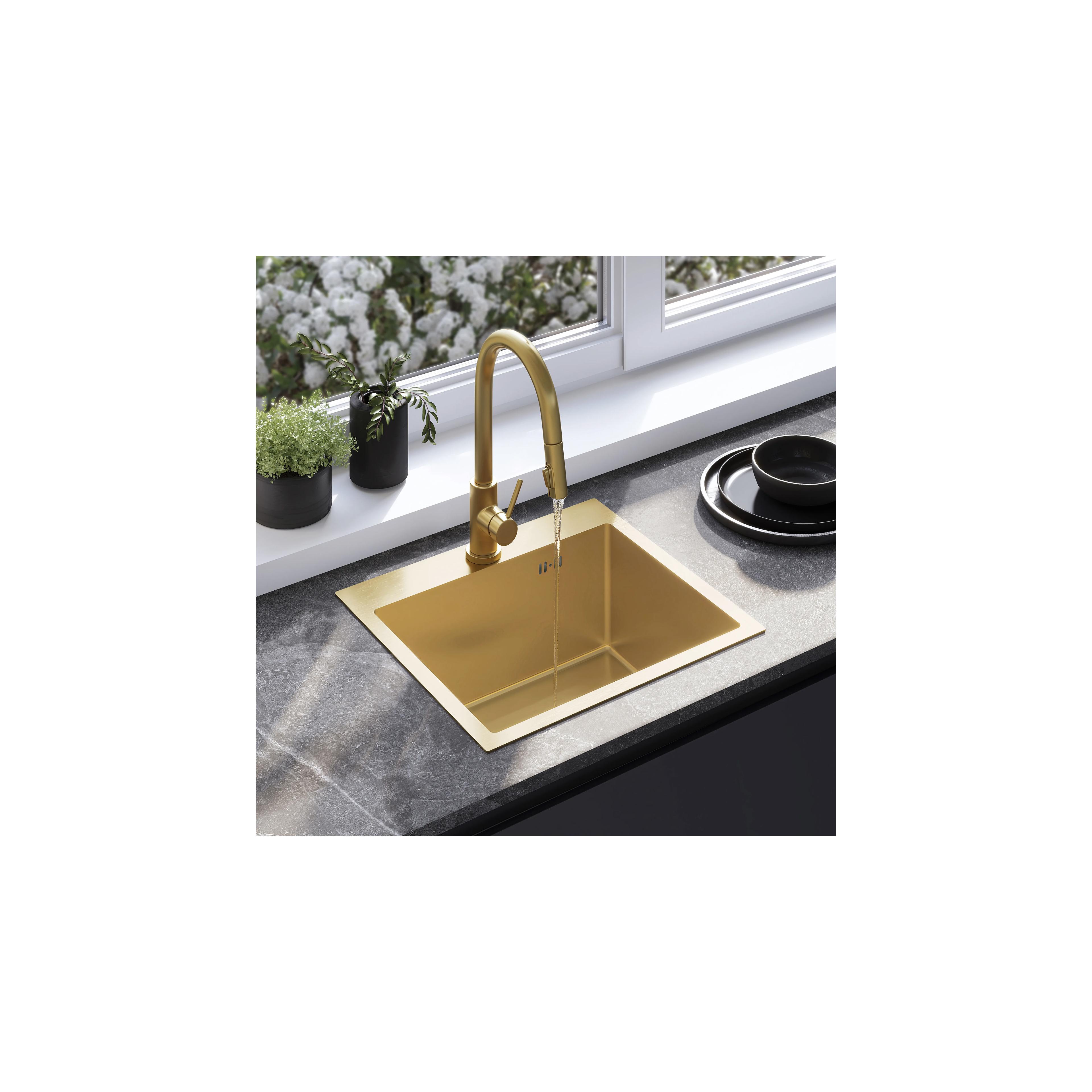 Chiuvetă inox Leo 50 BRUSH GOLD