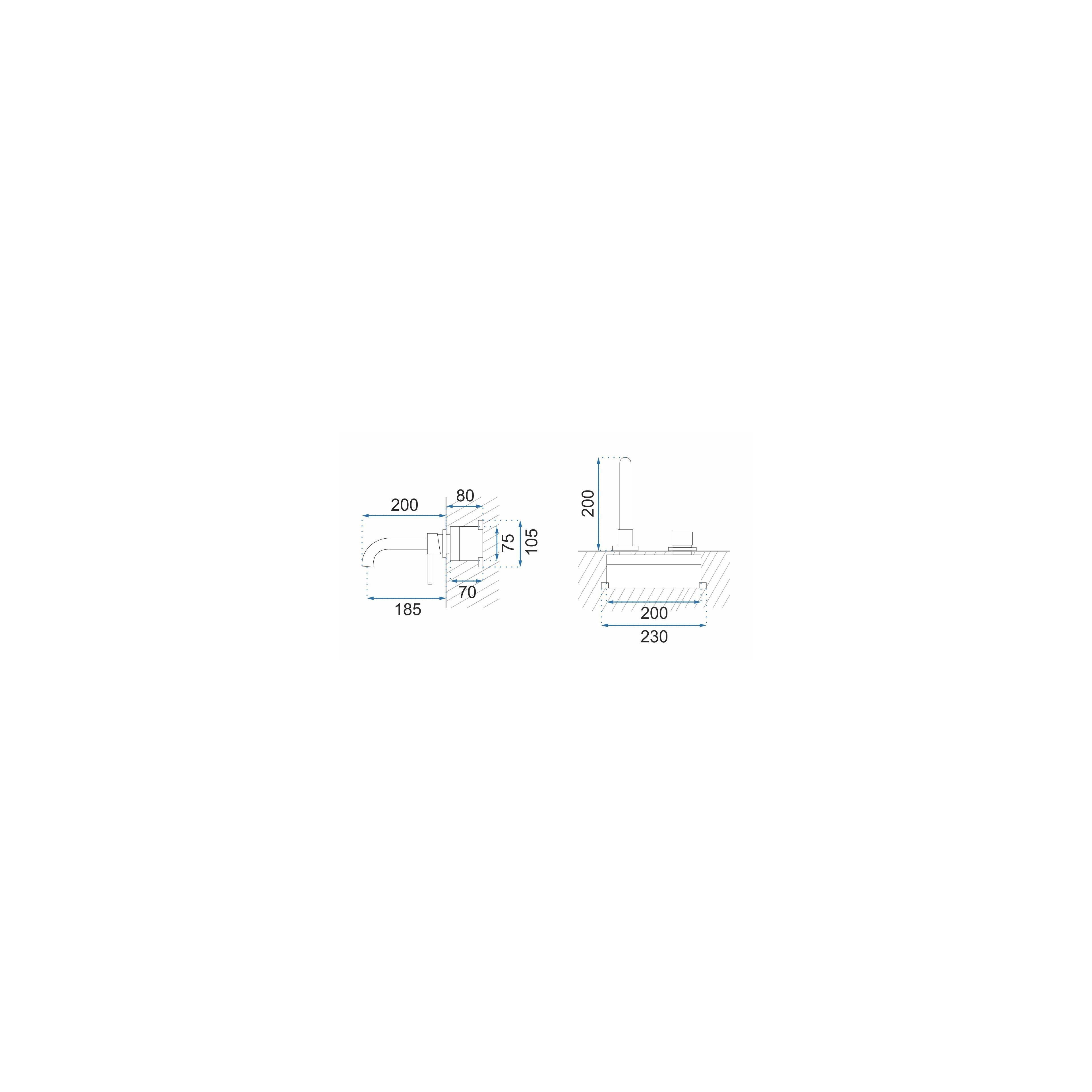 Wall Mounted faucet Rea Lungo Long Copper Brush + BOX