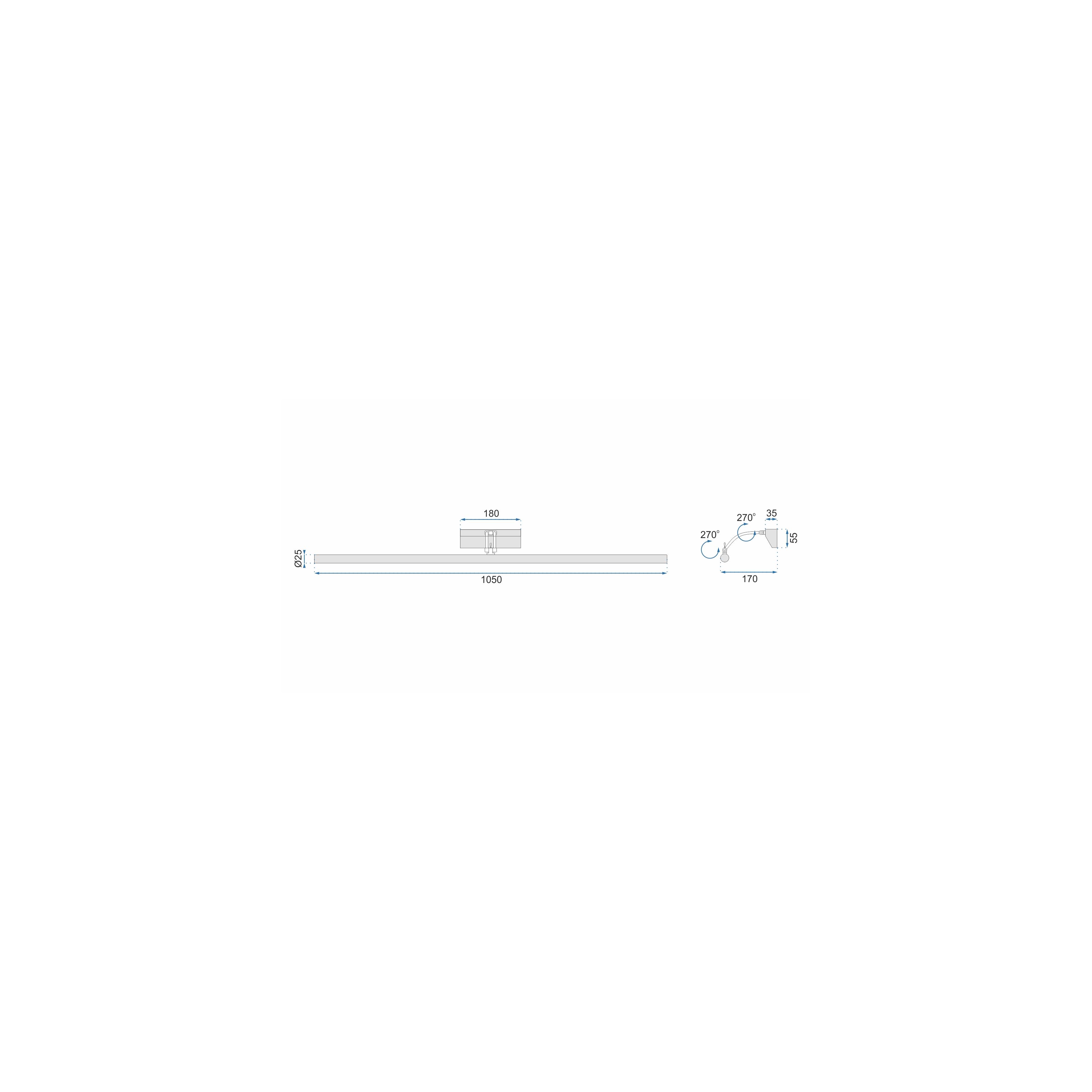 Lampe Murale LED 15W 106CM APP367-1W CHROME
