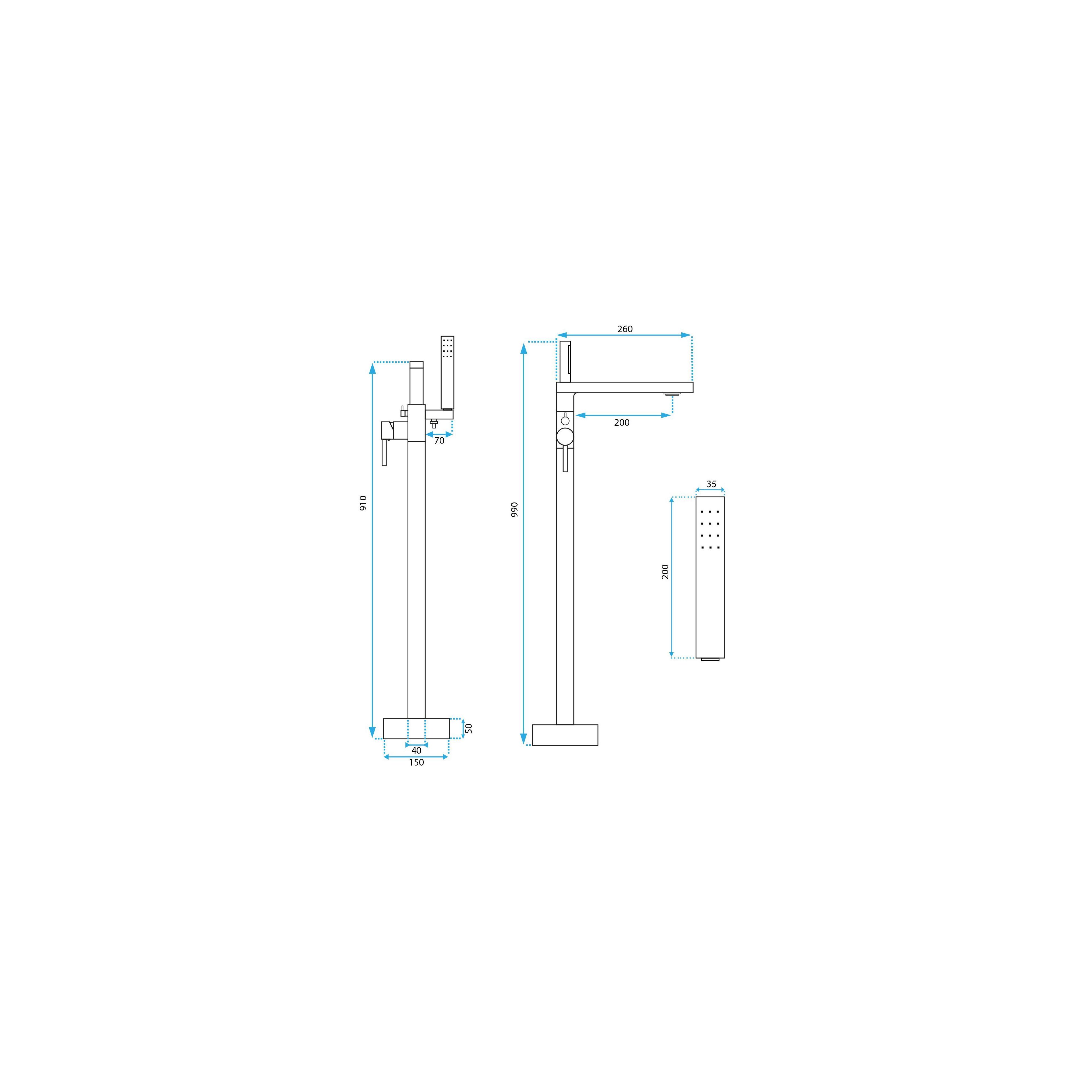 Free-standing faucet Rea Flores Chrome