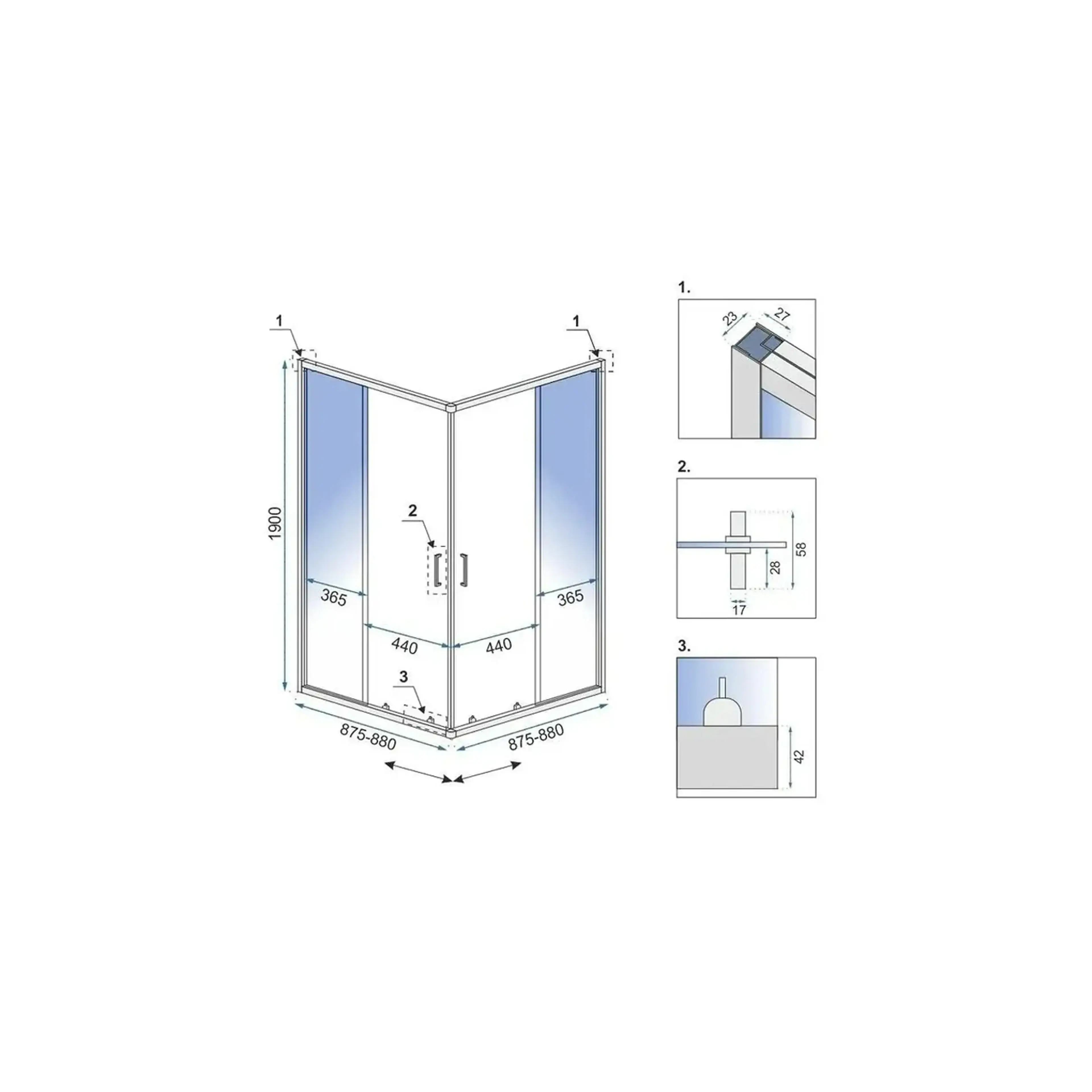 Cabine de douche Rea City 90x90 Brush Copper