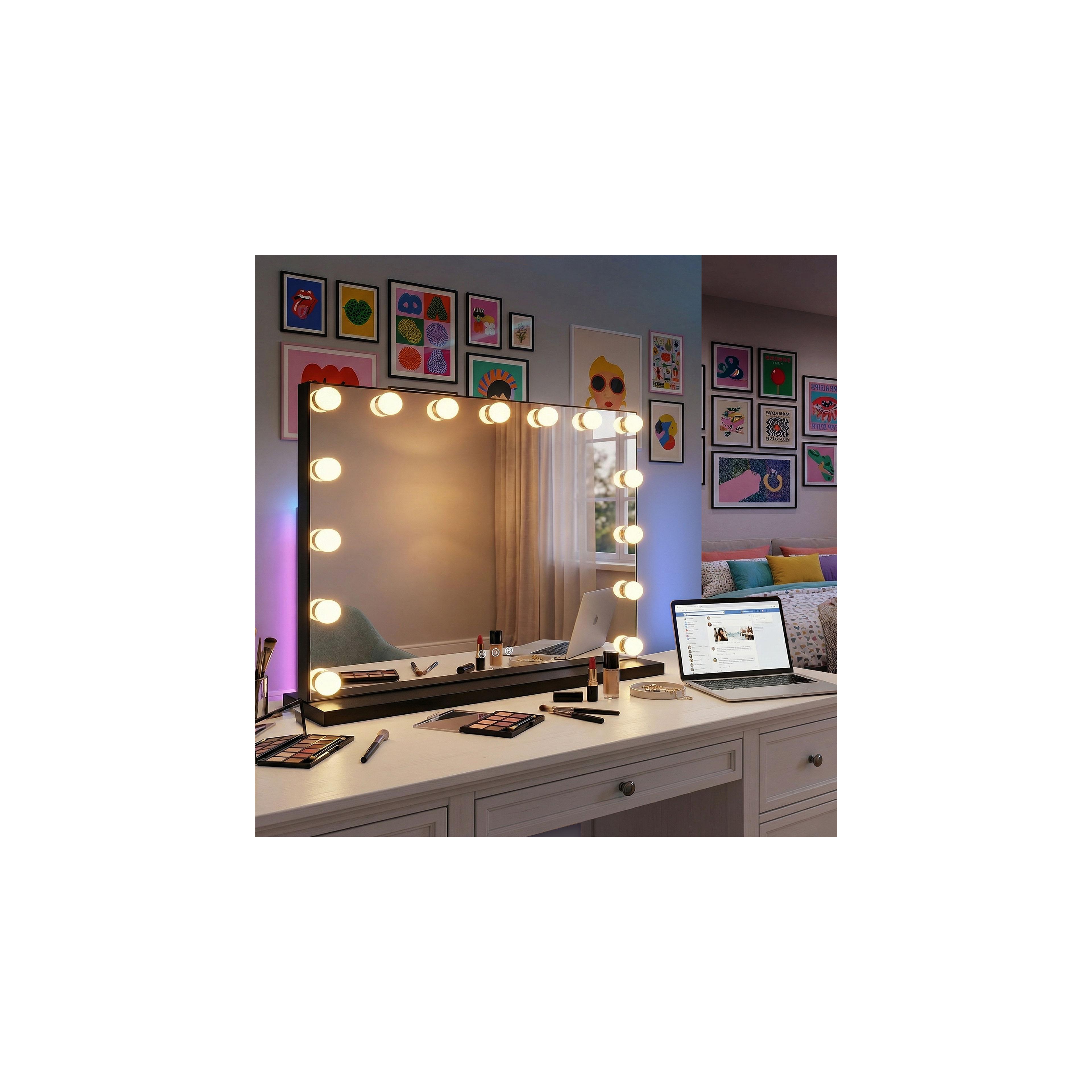 Mirror LED HOLLYWOOD Black 80x60
