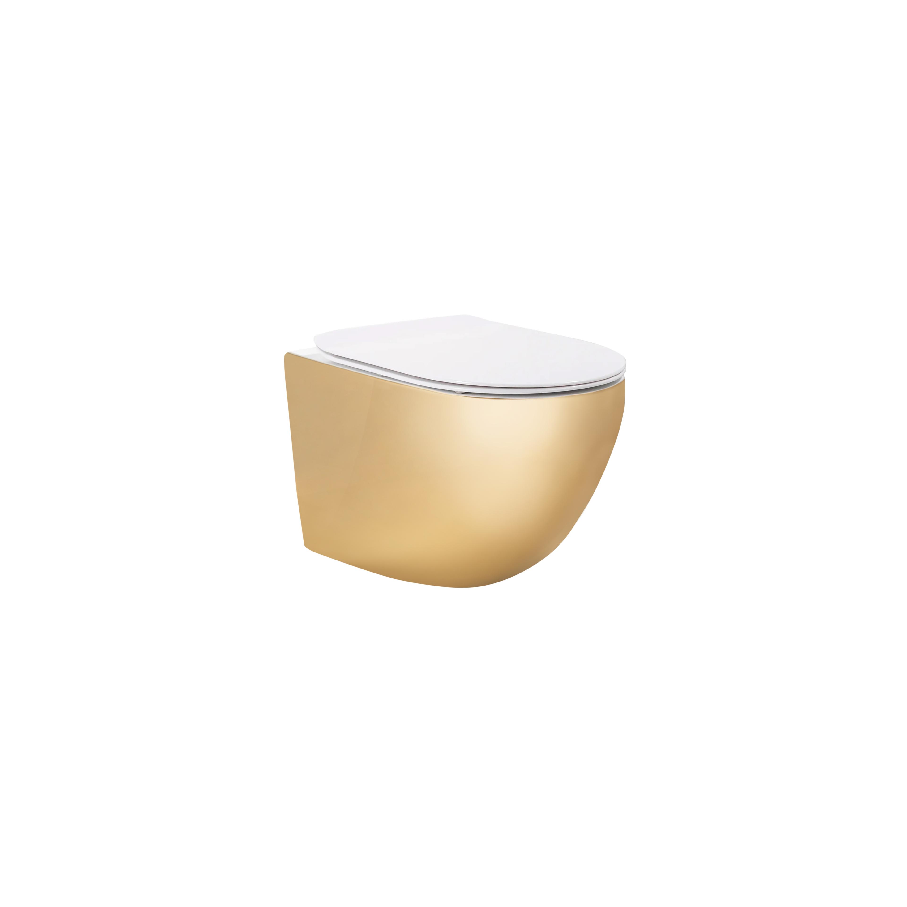 Set Toilet bowl WC CARLO Flat + Bidet CARLO MINI GOLD/WHITE