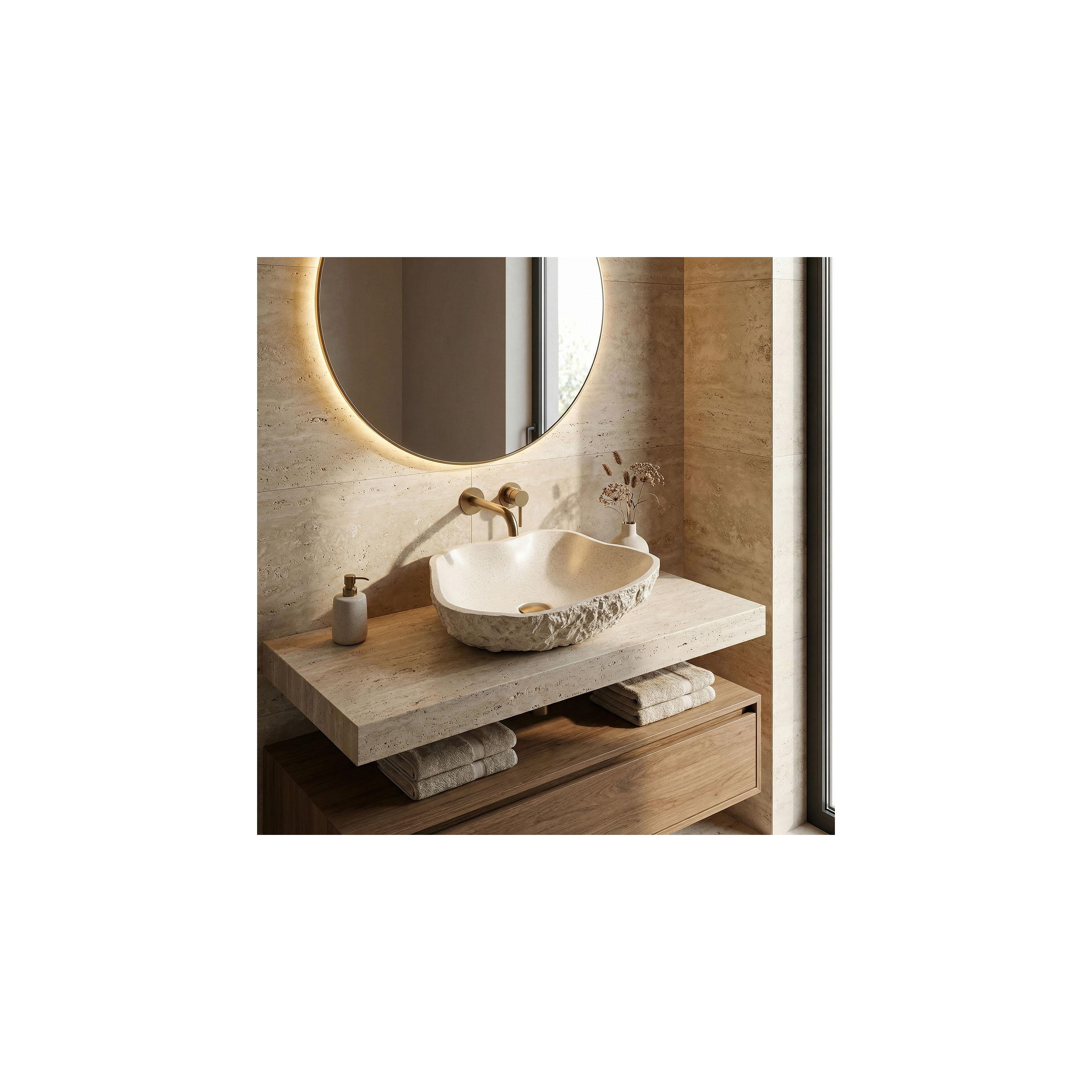 Umywalka nablatowa Rea Isla Warm Beige