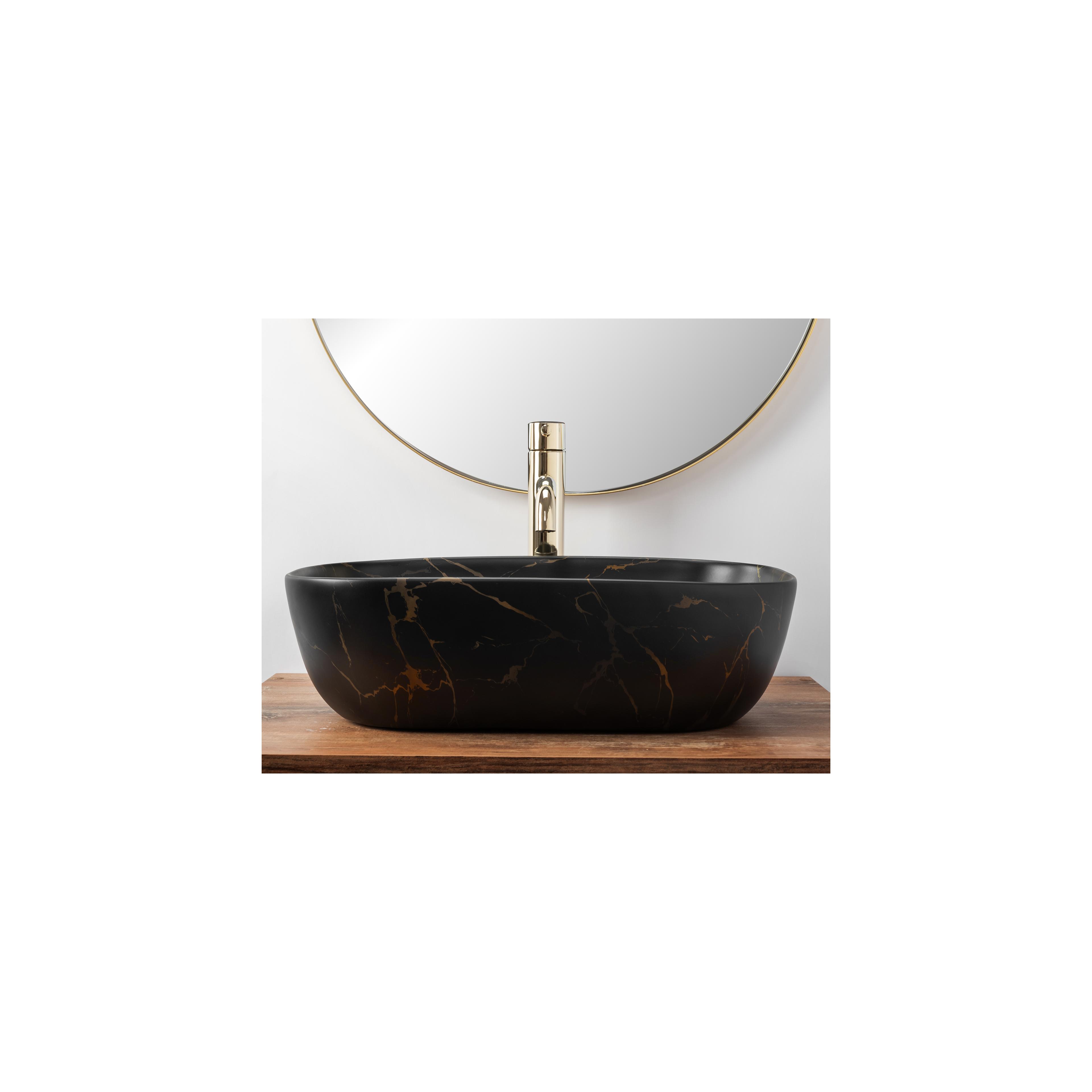 Lavoar pentru blat Rea Belinda Black Marble Mat
