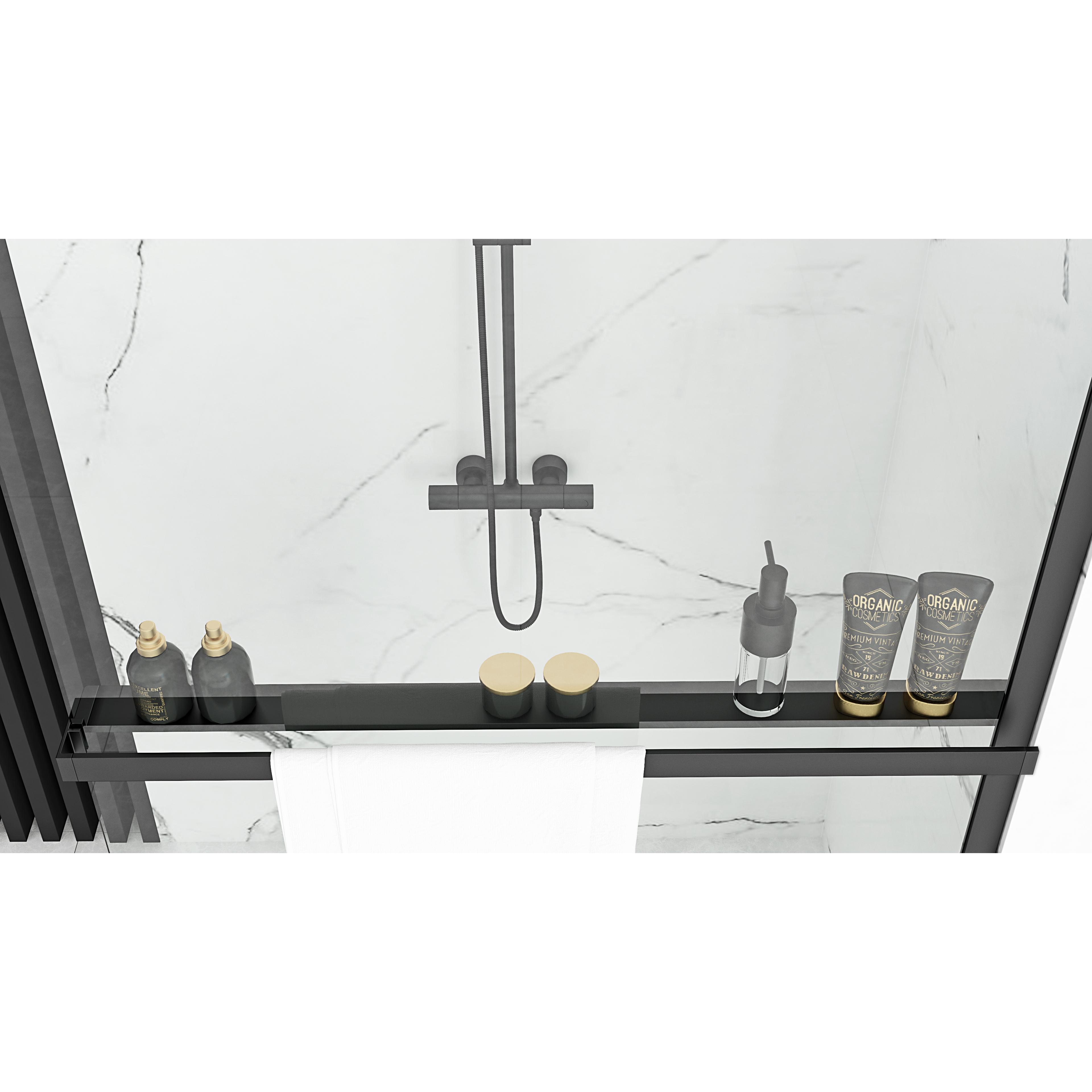 Towel rail shelf EVO BLACK for shower walls