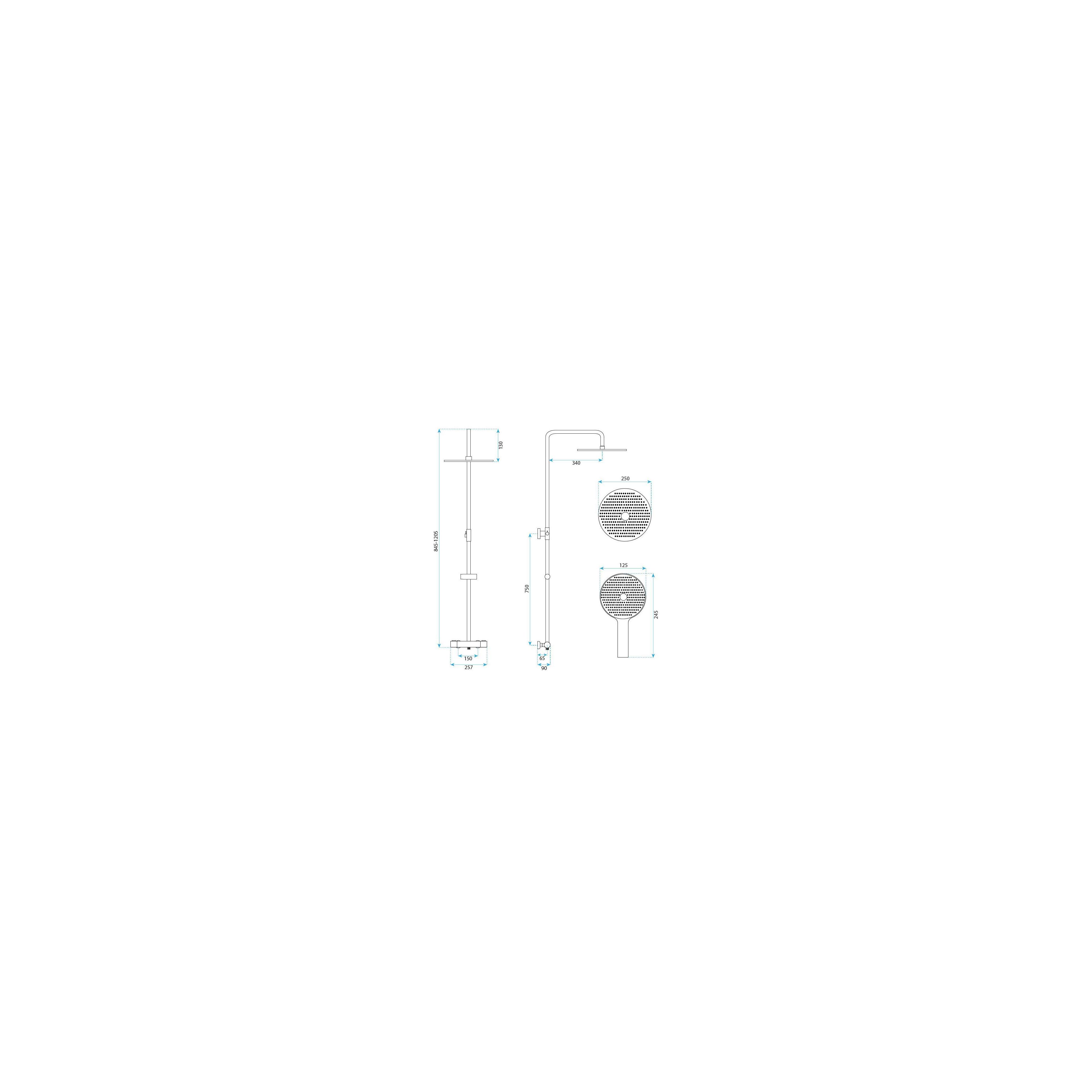 Shower set without spout with thermostat Rea Lungo White
