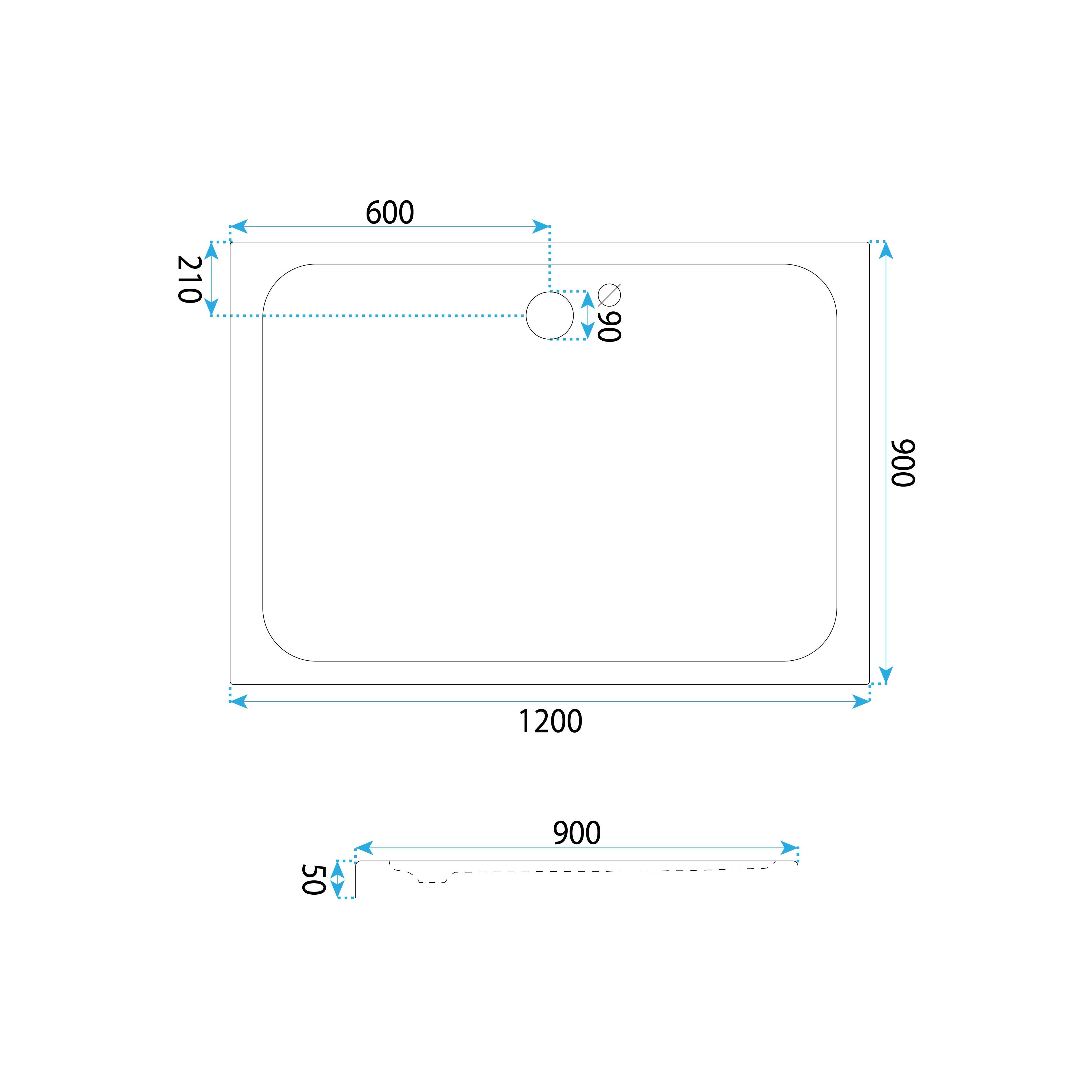 shower tray Rea Belmond White 90x120 Chrome