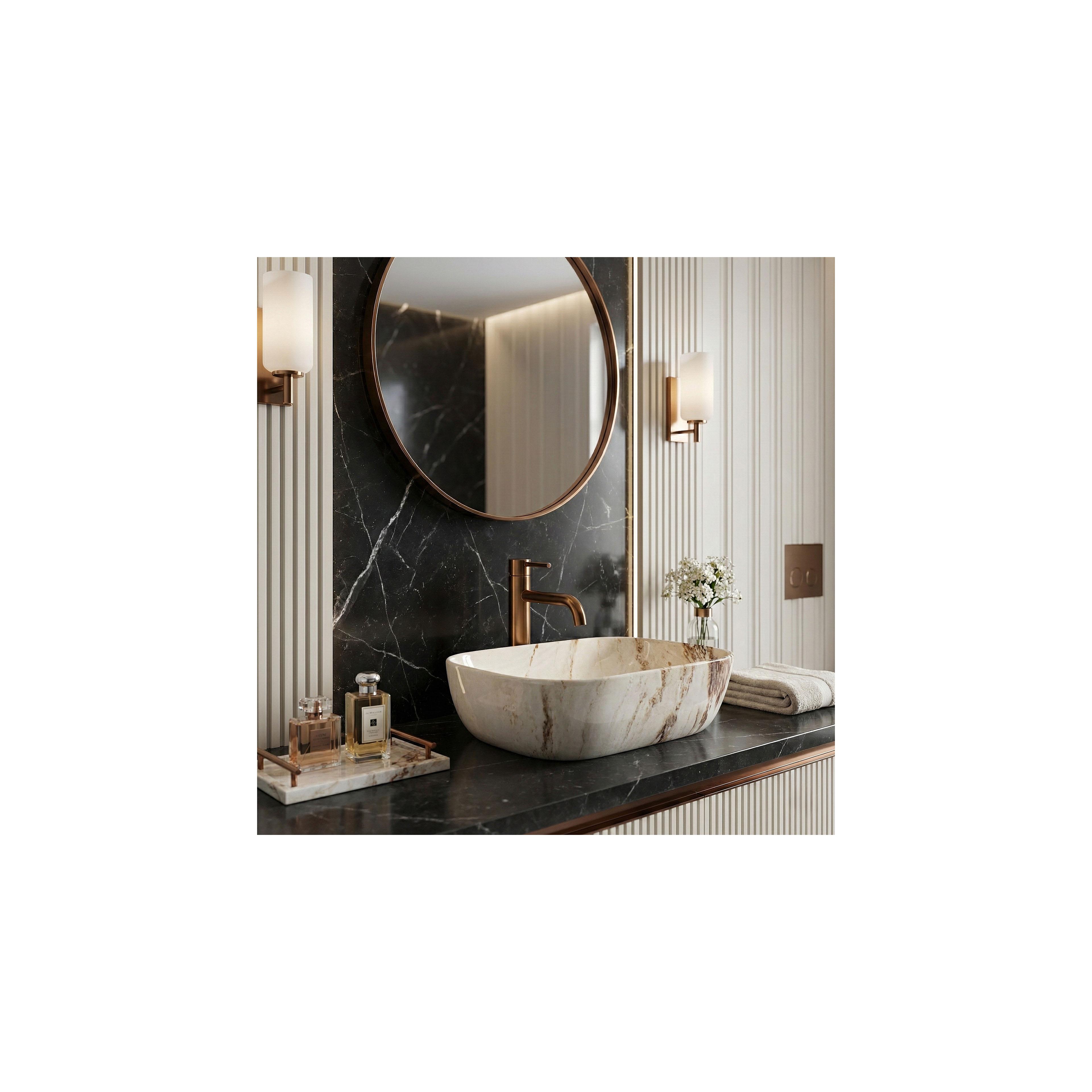 Countertop washbasin Rea Belinda Marrone Shiny