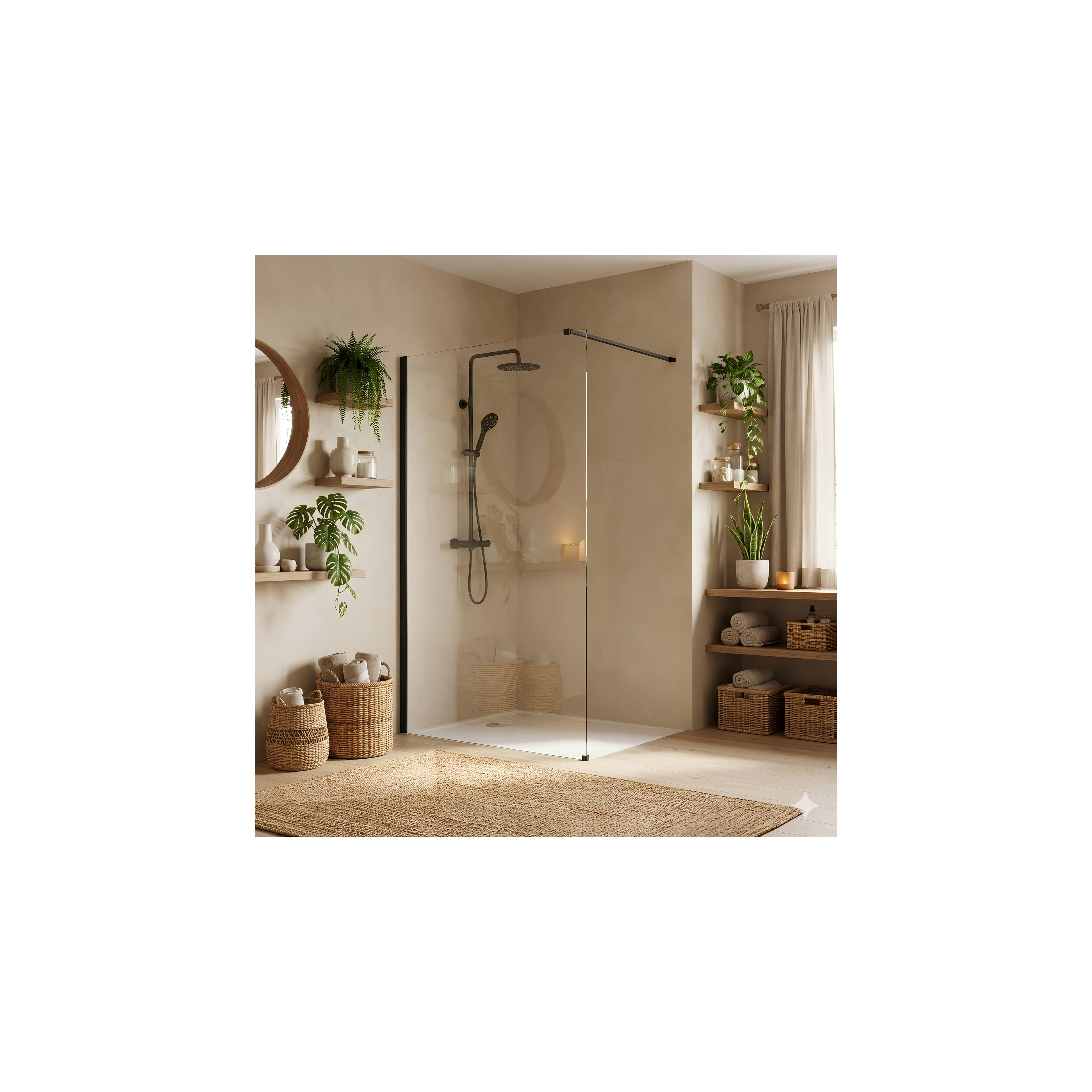 Kabina prysznicowa Walk-In Rea Flexi Transparent / Black 100