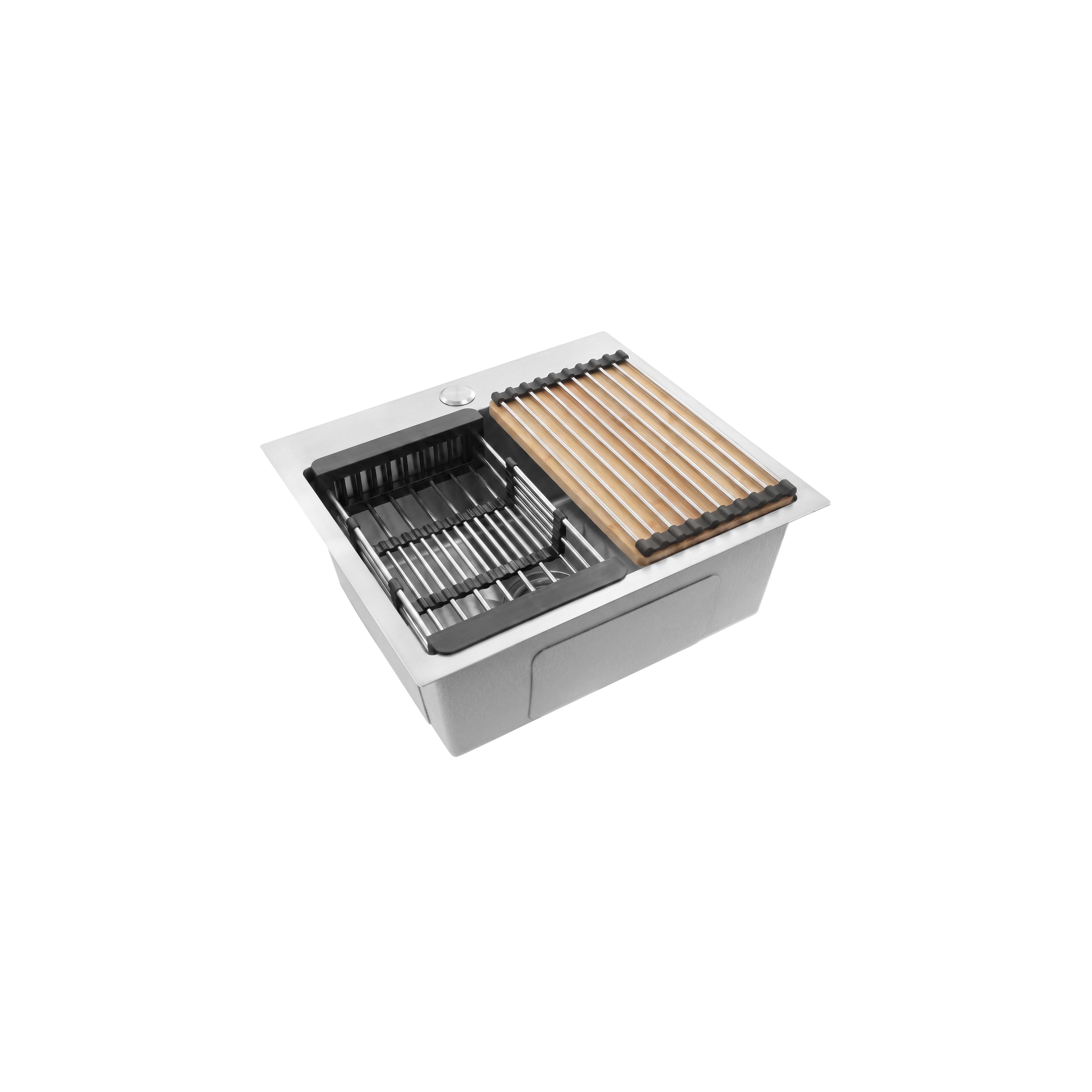 Teräksinen tiskiallas lisävarustesarjalla 3 kpl REA Leo 50 Brush Nickel