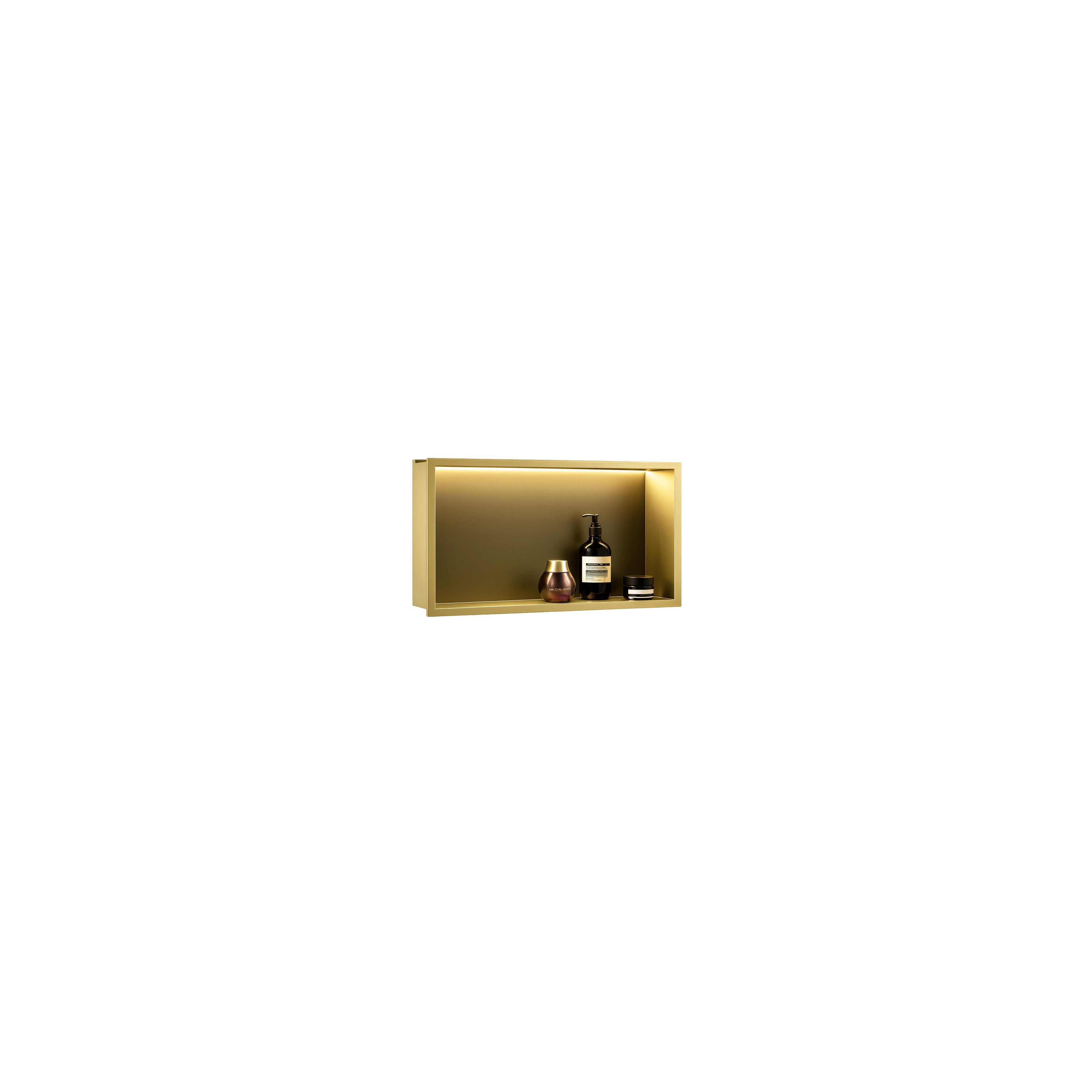 bathroom shelf LED 30x60 brush gold