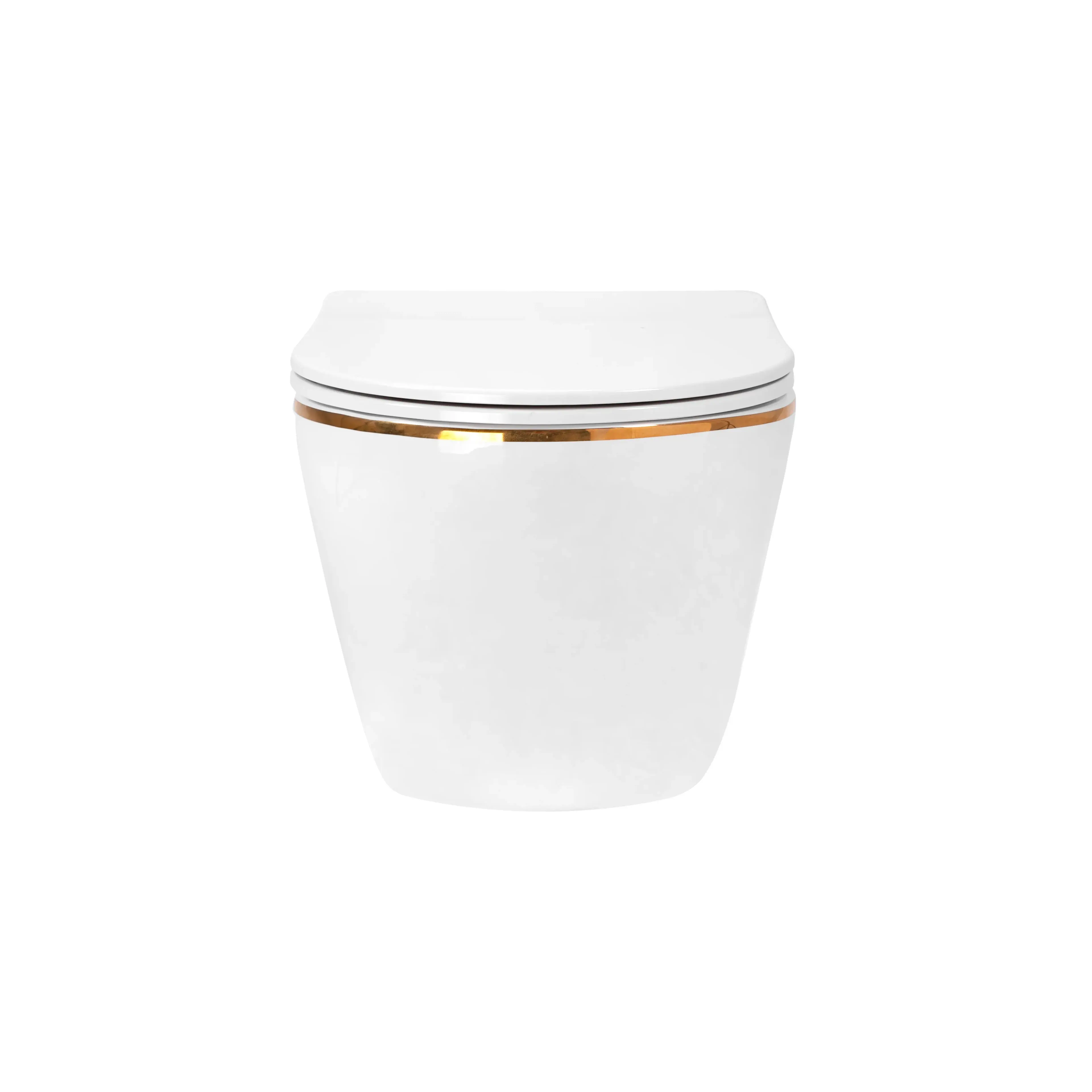 Závěsná WC mísa Rea Carlo Tornado Rimless Flat GOLD EDGE