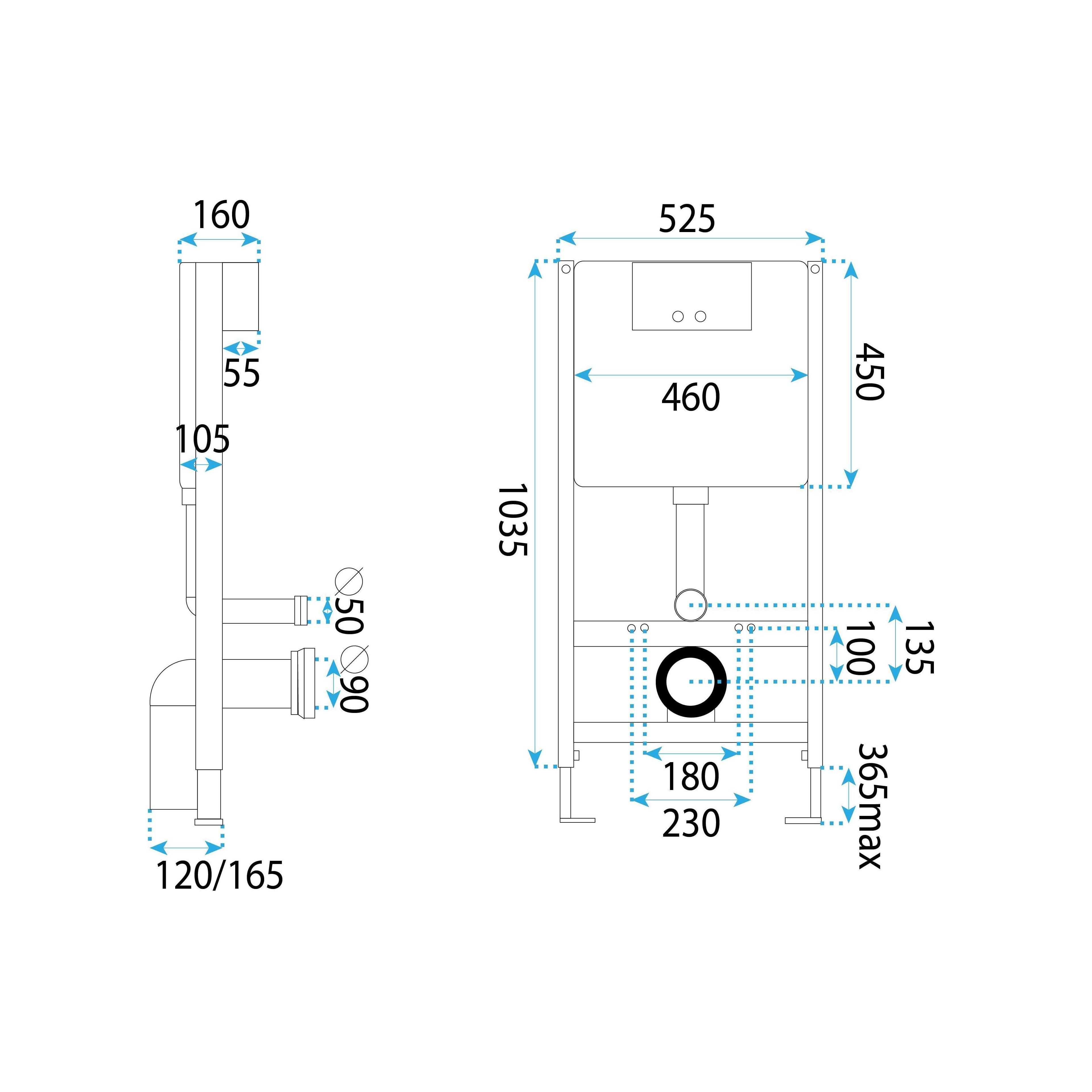 Concealed cistern frame K011A-Q Rea HD Chrome