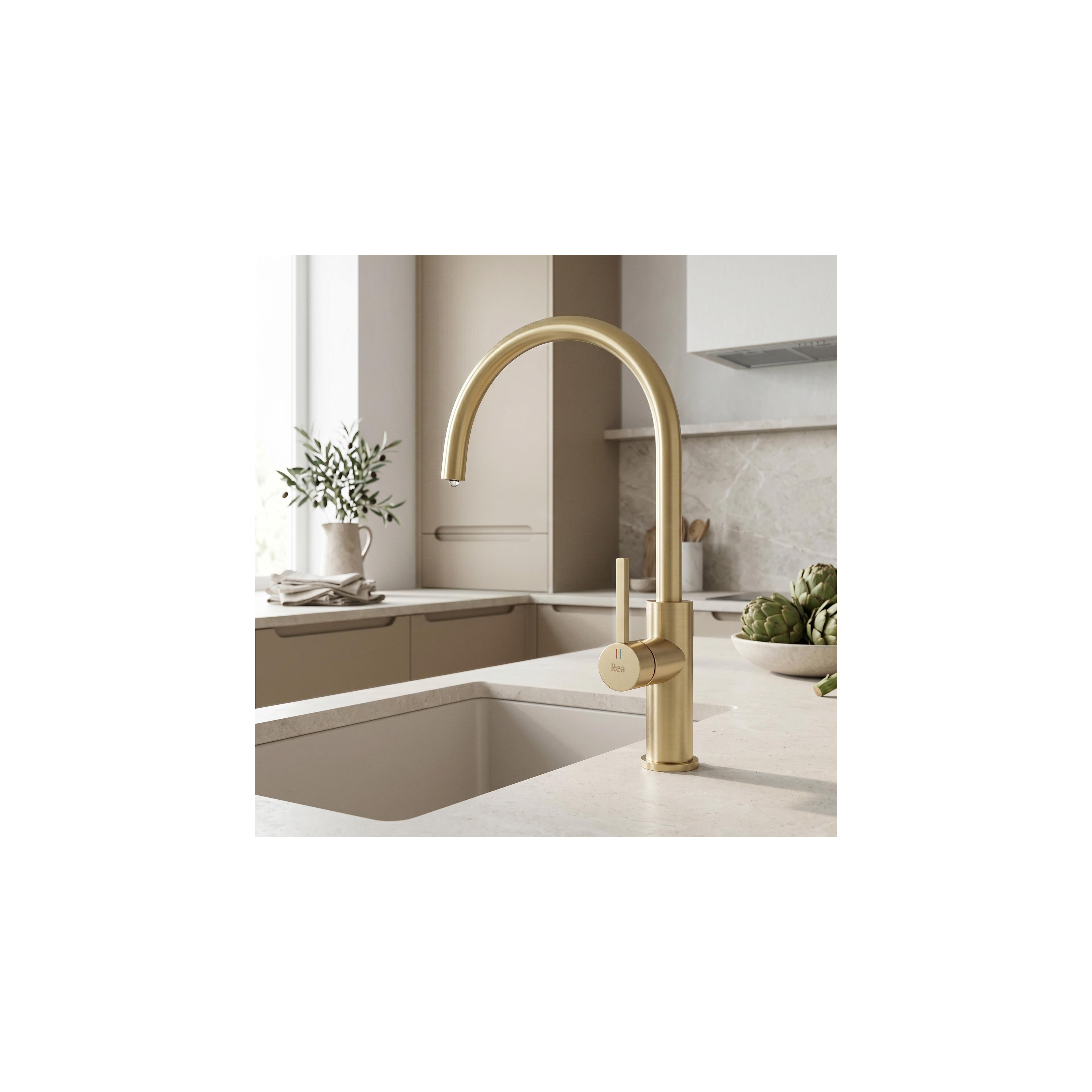 Kitchen faucet REA Rivo Brush Gold