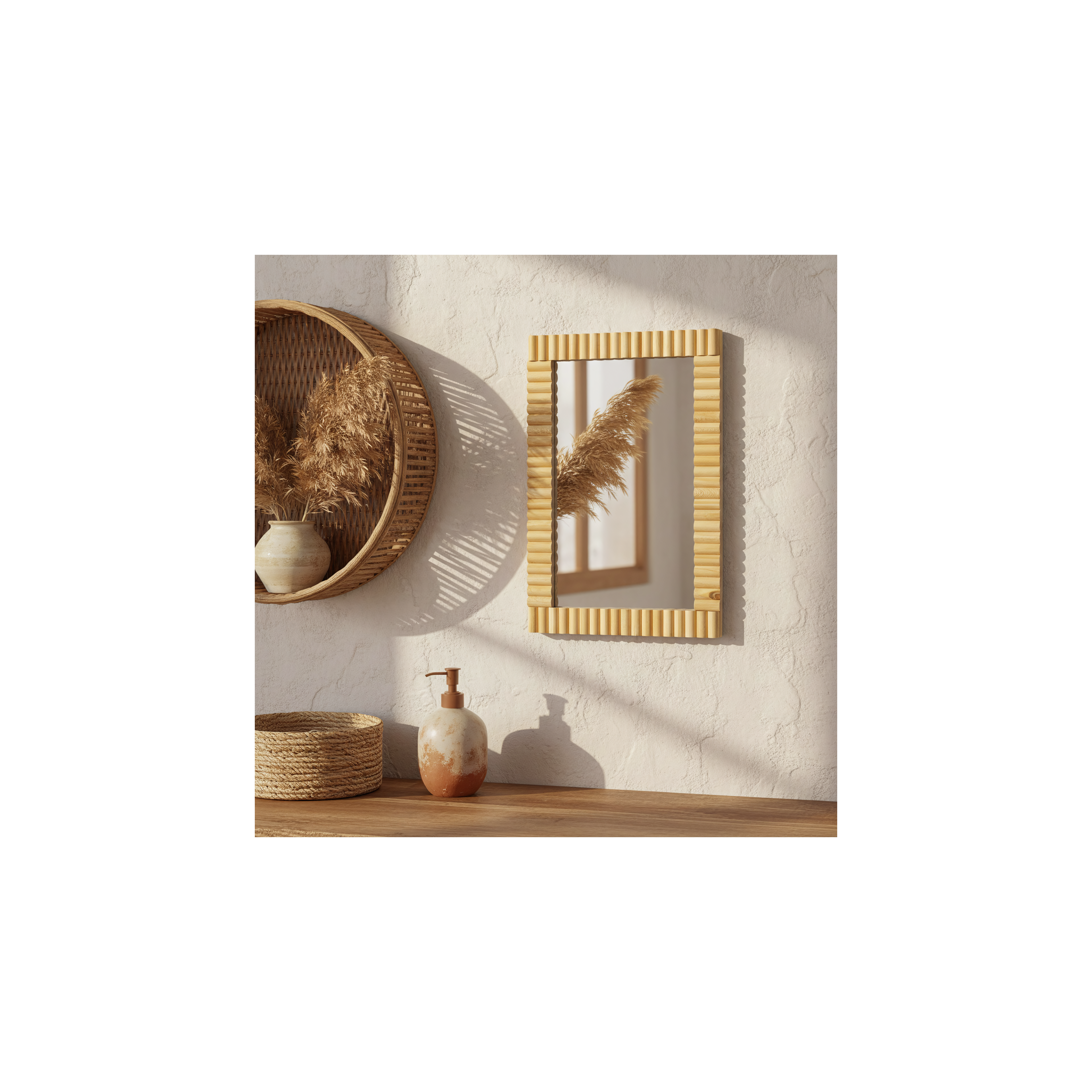 Nástenné zrkadlo Boho 55CM KLNA-MR01