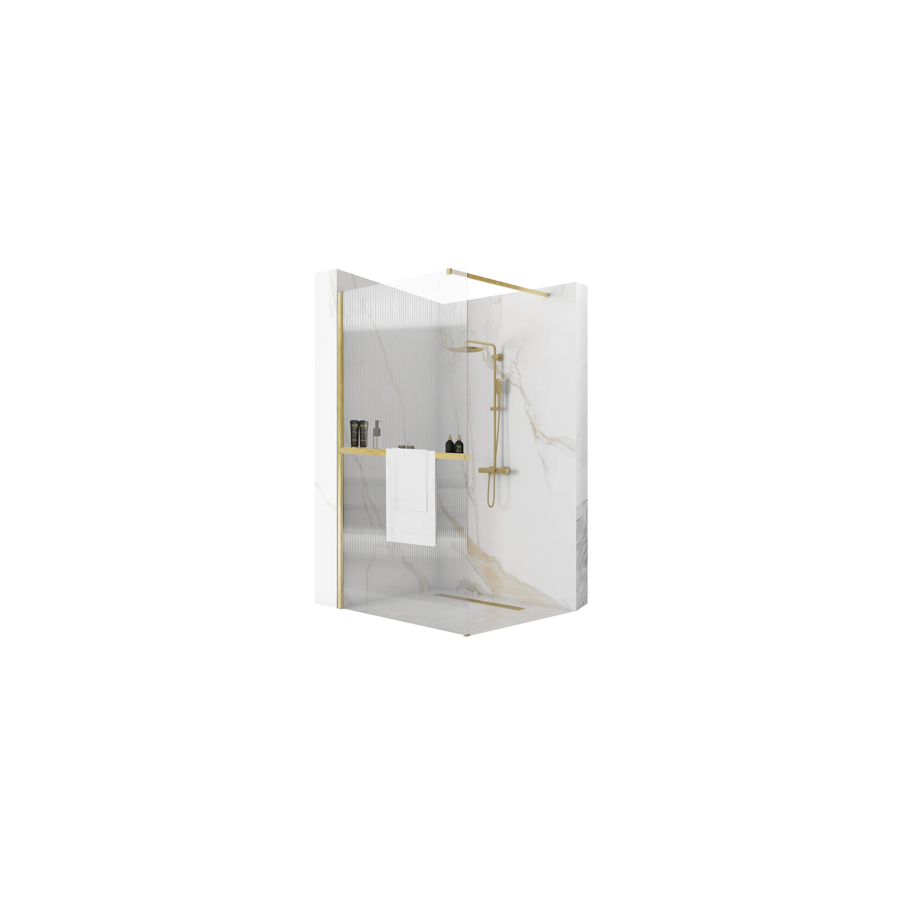 Paroi de douche Rea Aero Intimo Gold Brush 120 Walk In + EVO