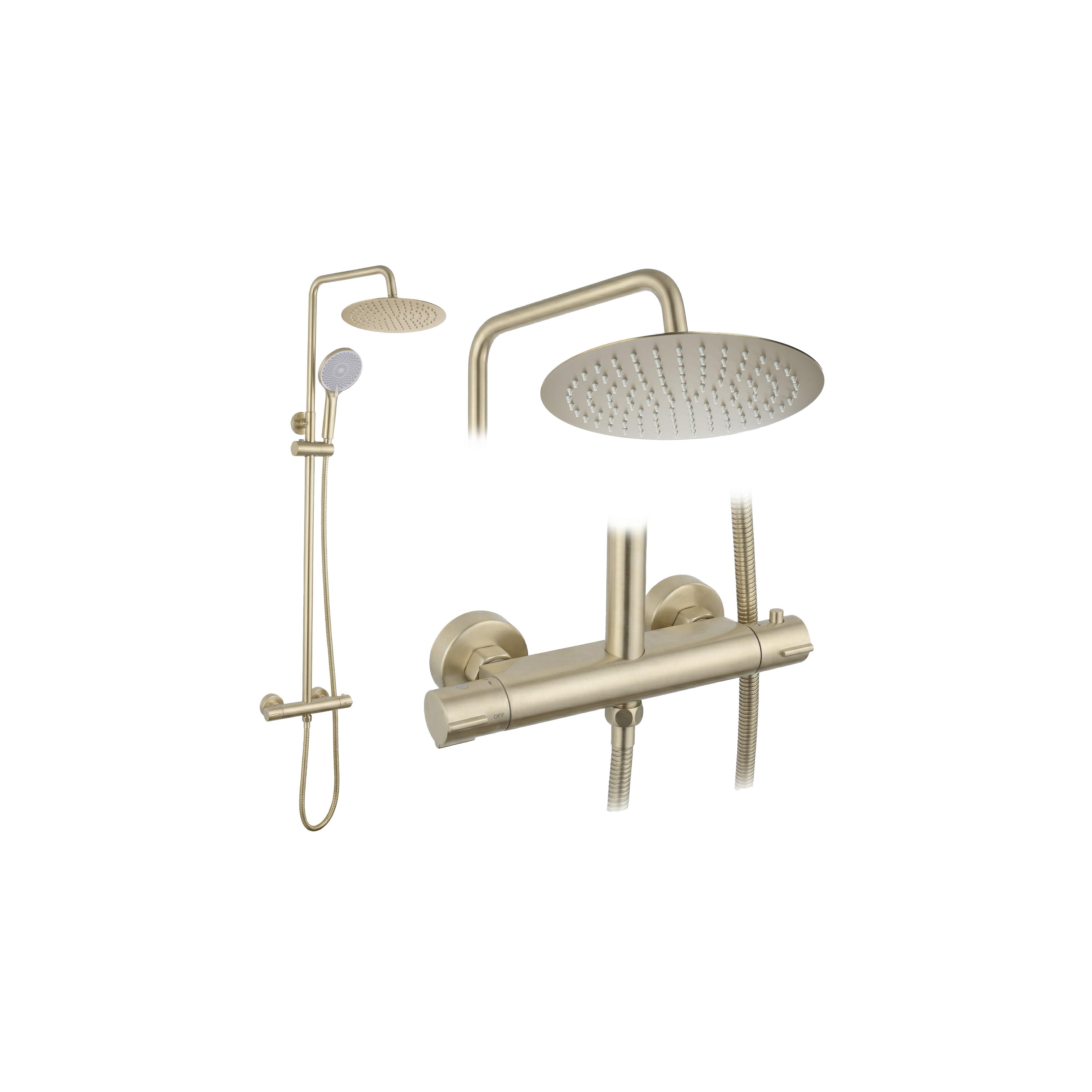 Shower set without spout with thermostat Rea Lungo Gold Brush