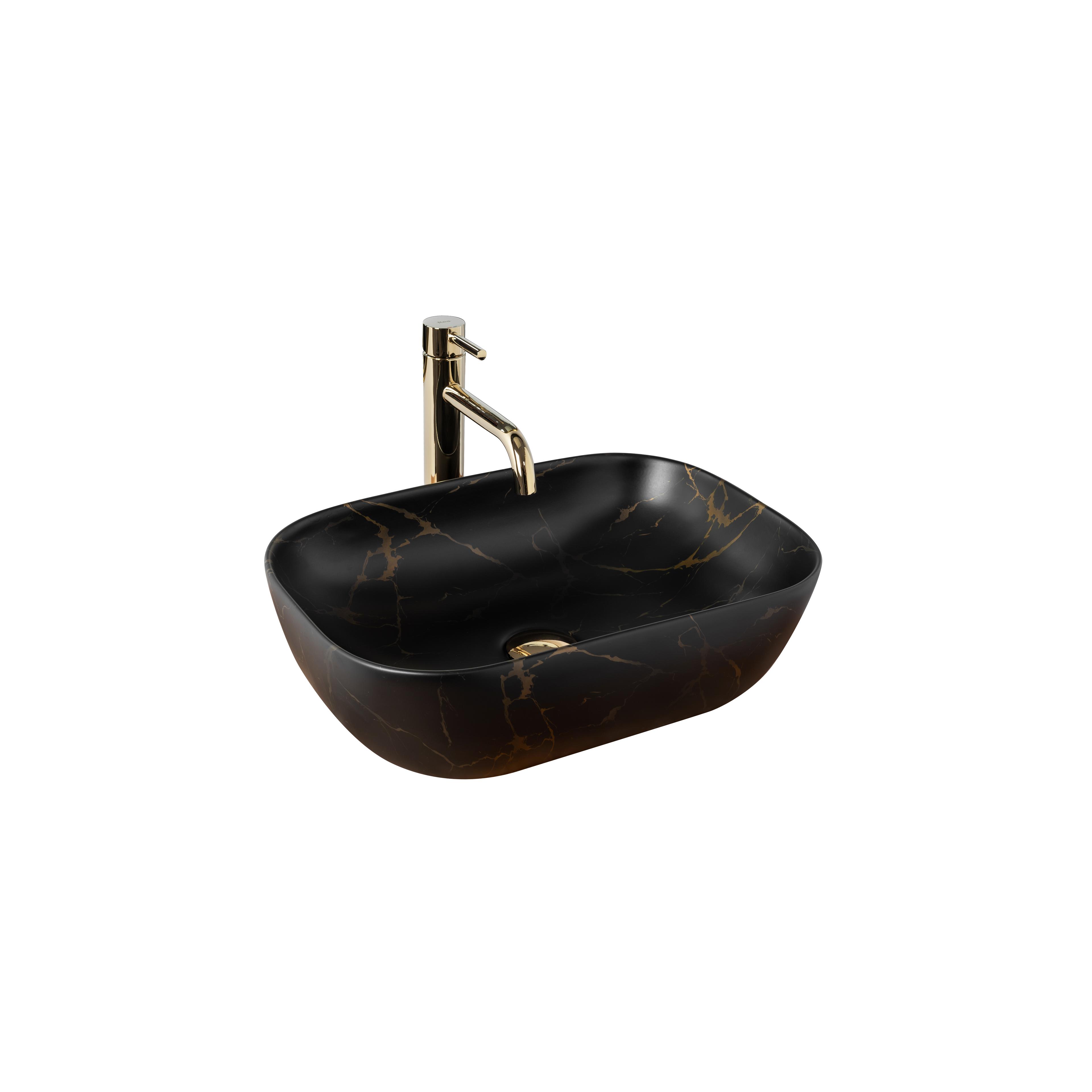 Lavoar pentru blat Rea Belinda Black Marble Mat