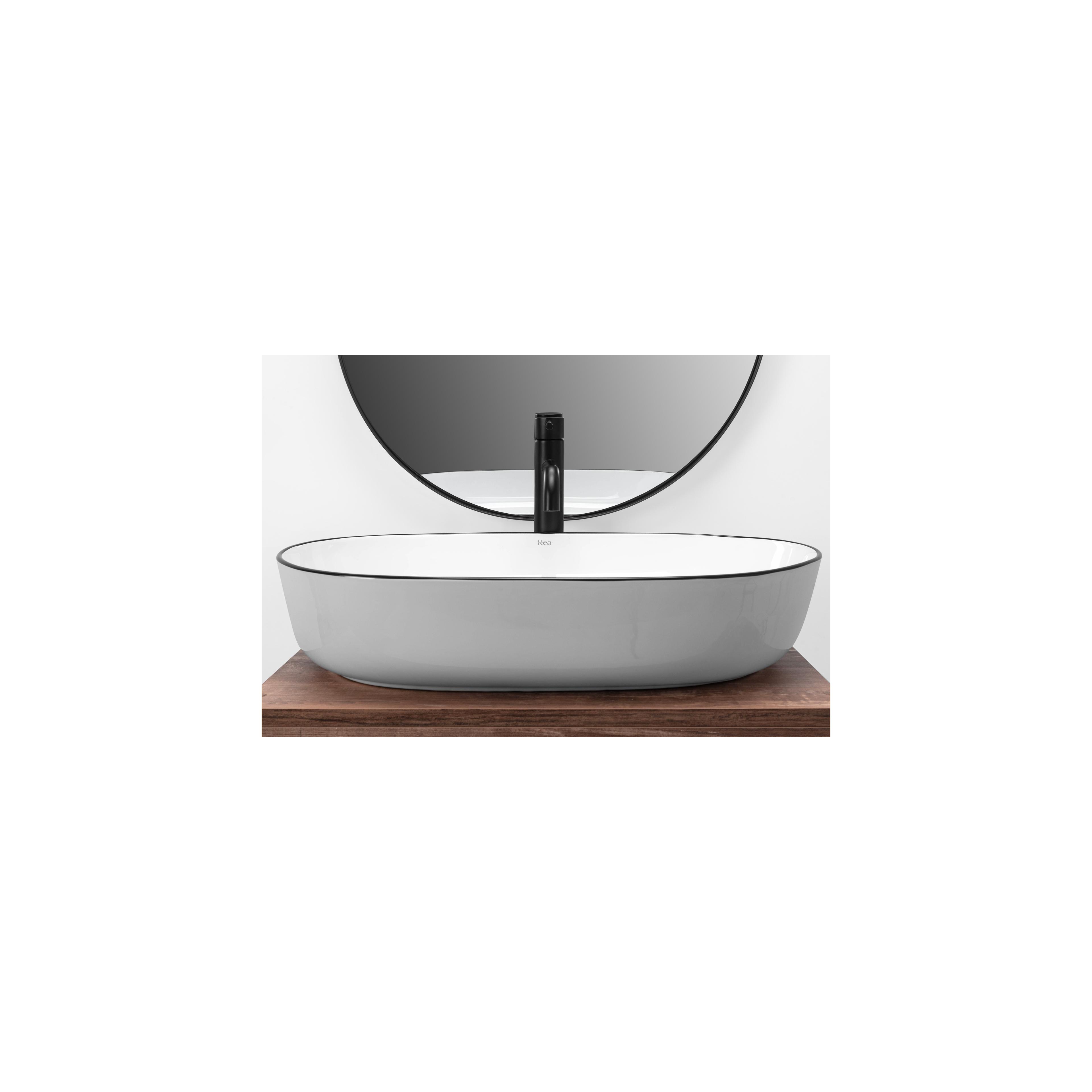 Lavoar ceramic pentru blat Rea CLEO white Black edge