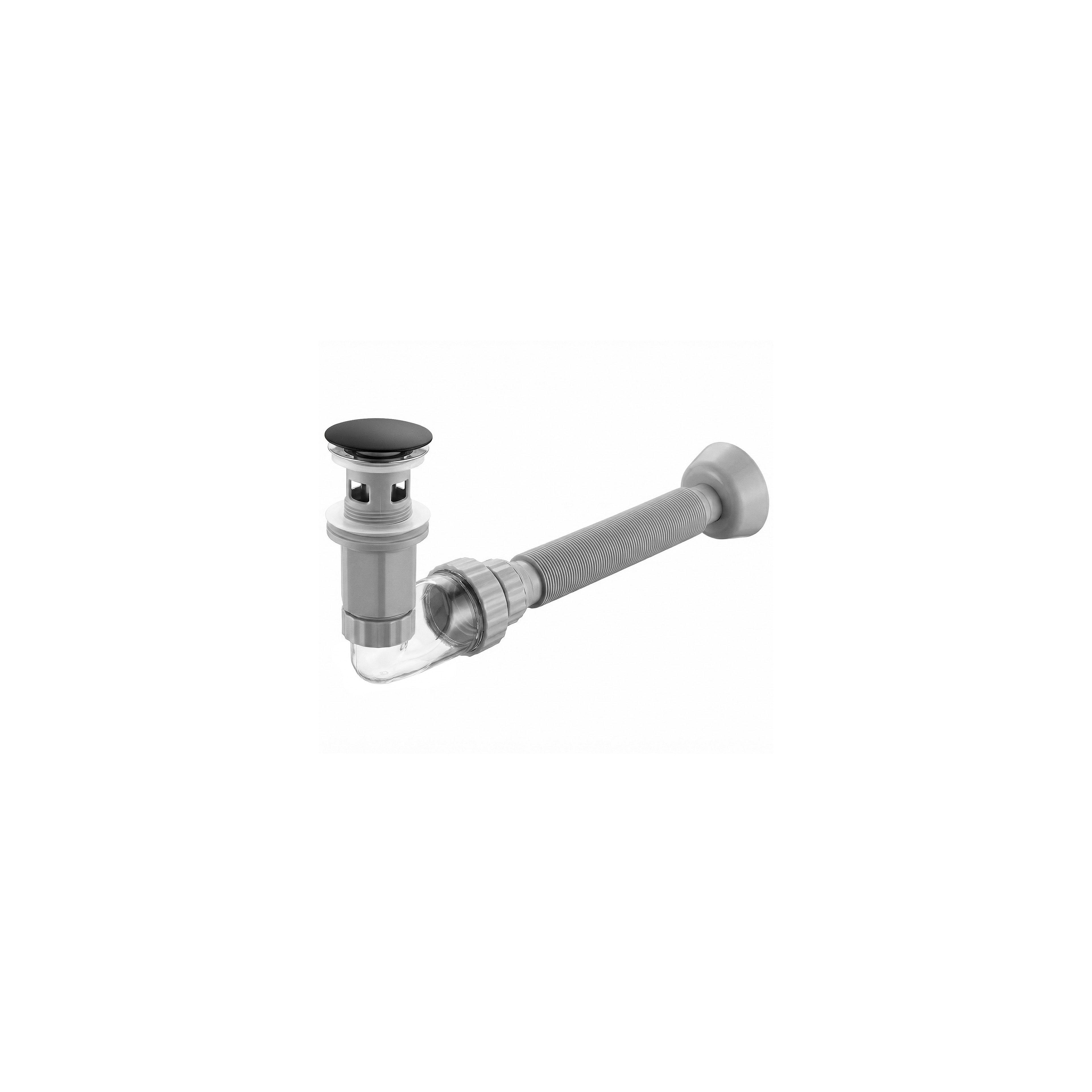 Washbasin siphon with click-clack drain REA Flow Black
