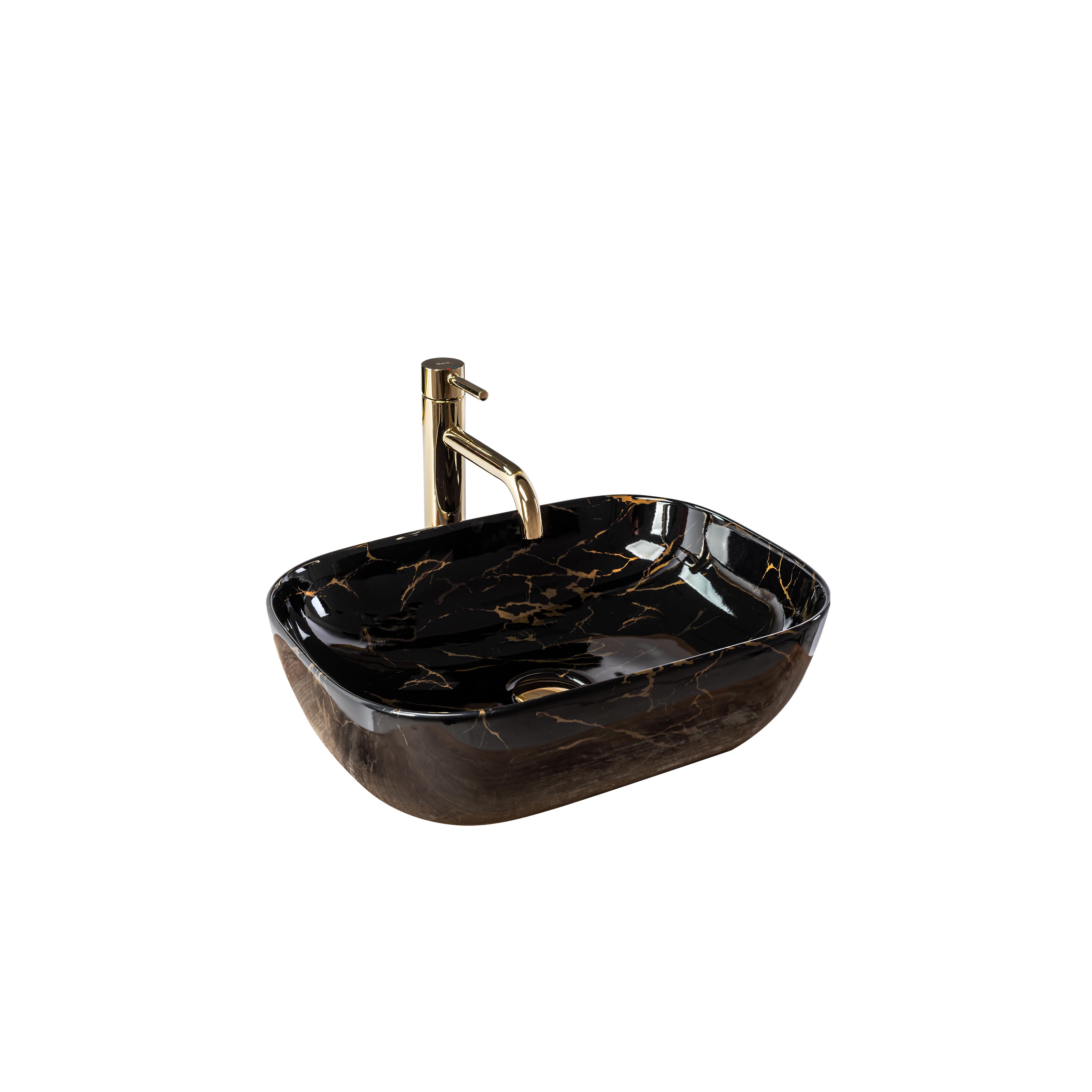 Vasque à poser Rea Belinda Black Marble shiny