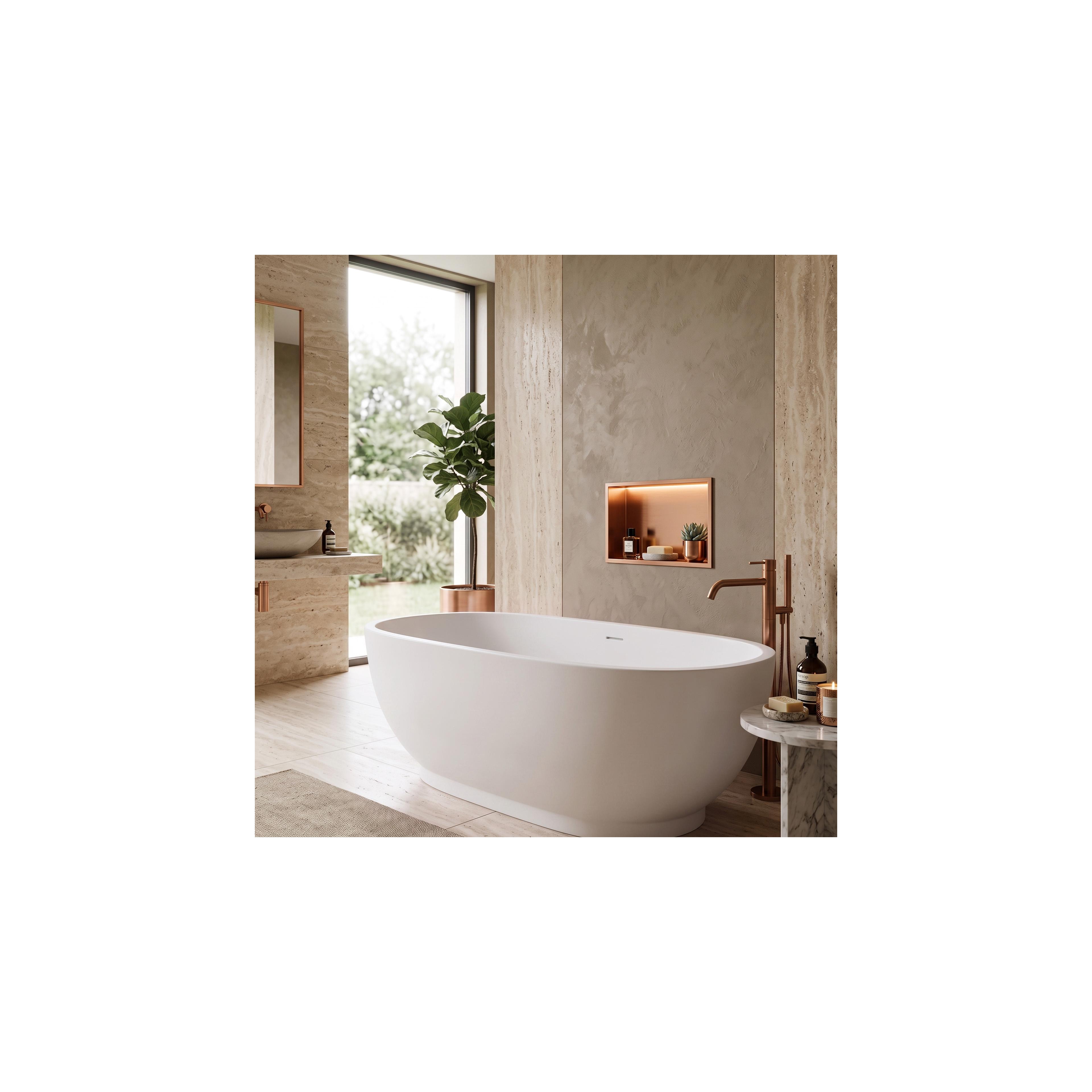 UGRADBENA KUPAONSKA POLICA LED 30x45 brush copper