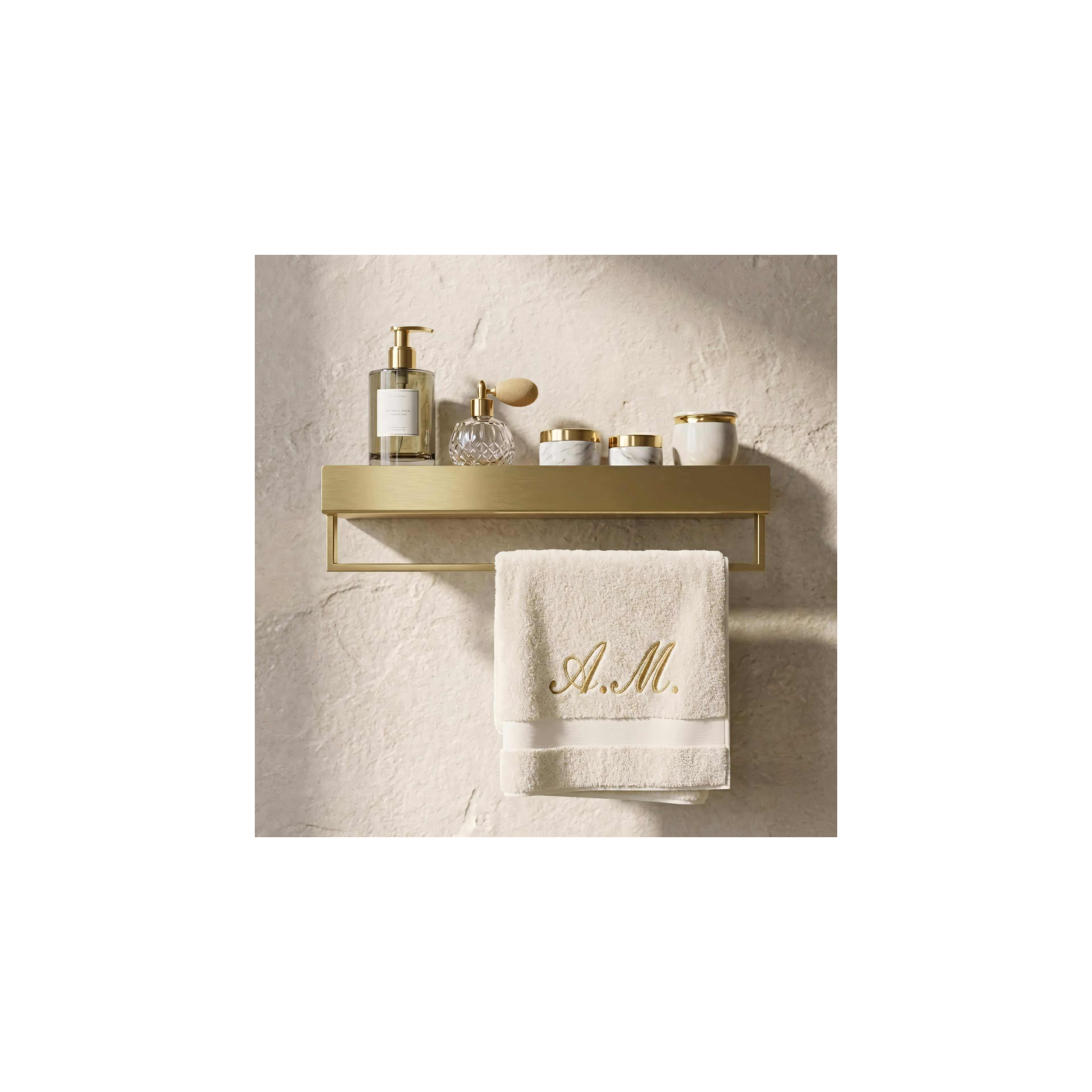 Bathroom shelf SF01 45cm gold brush