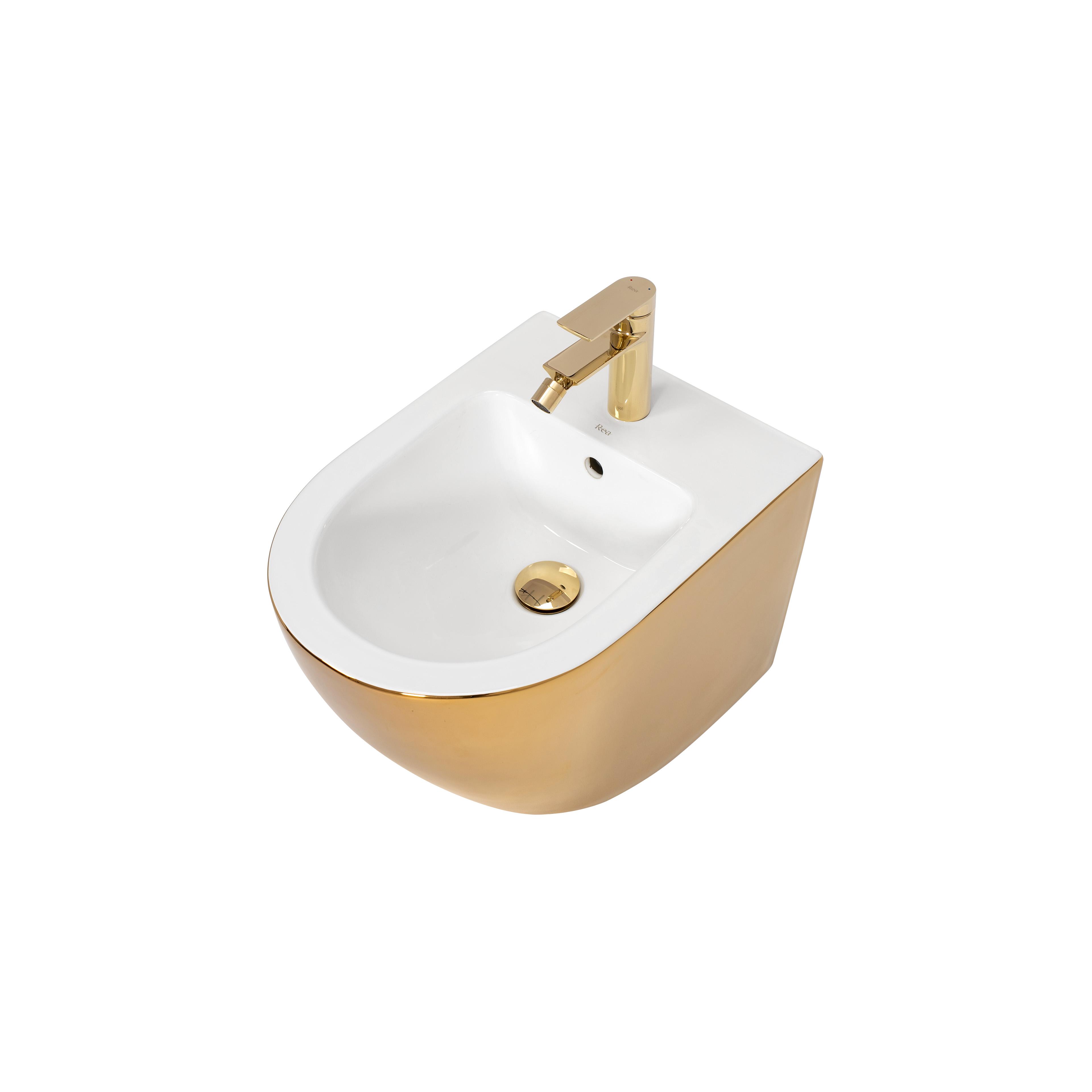 Set Toilet bowl WC CARLO Flat + Bidet CARLO MINI GOLD/WHITE