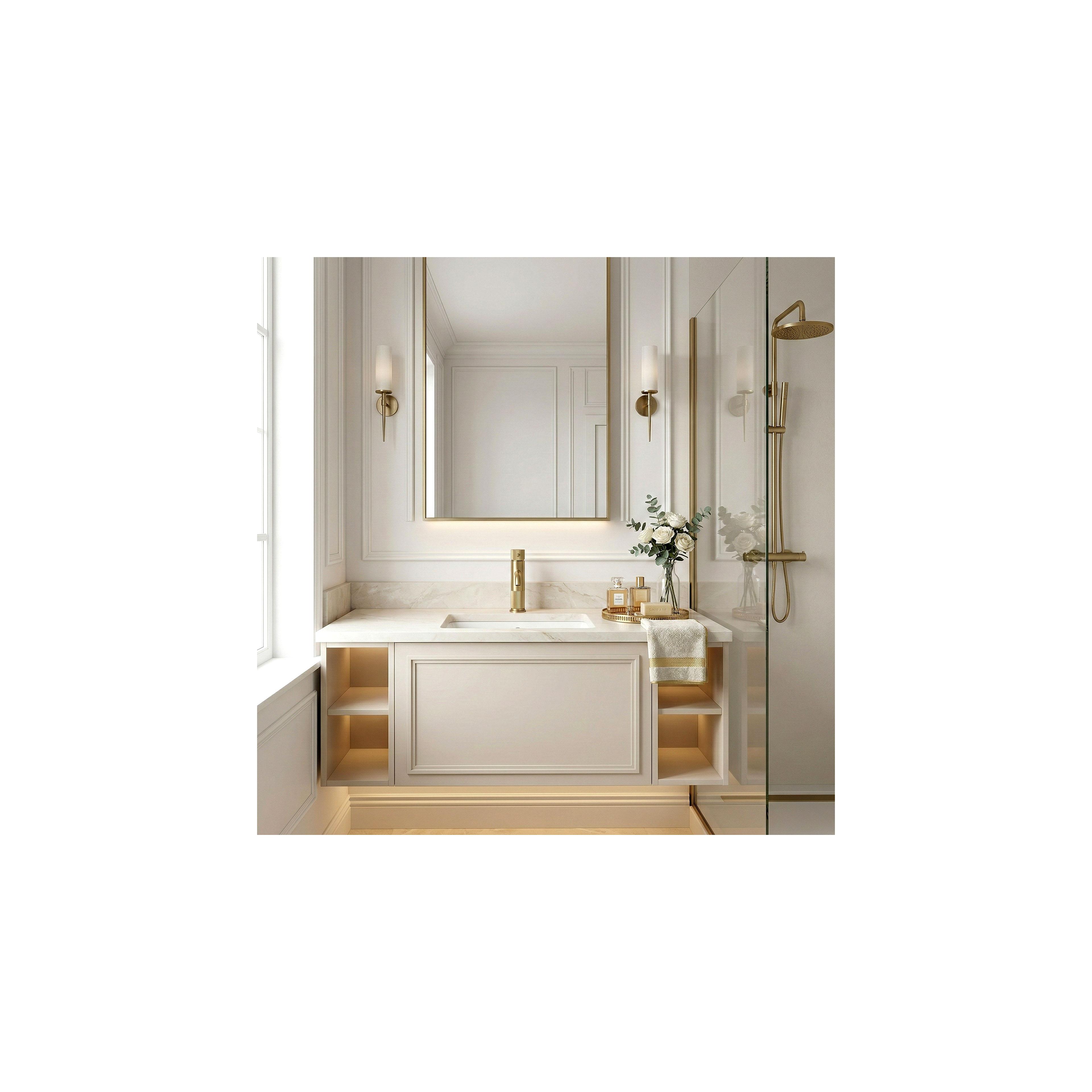Baterie pentru baie Rea Lungo Stripe Brush Gold Low