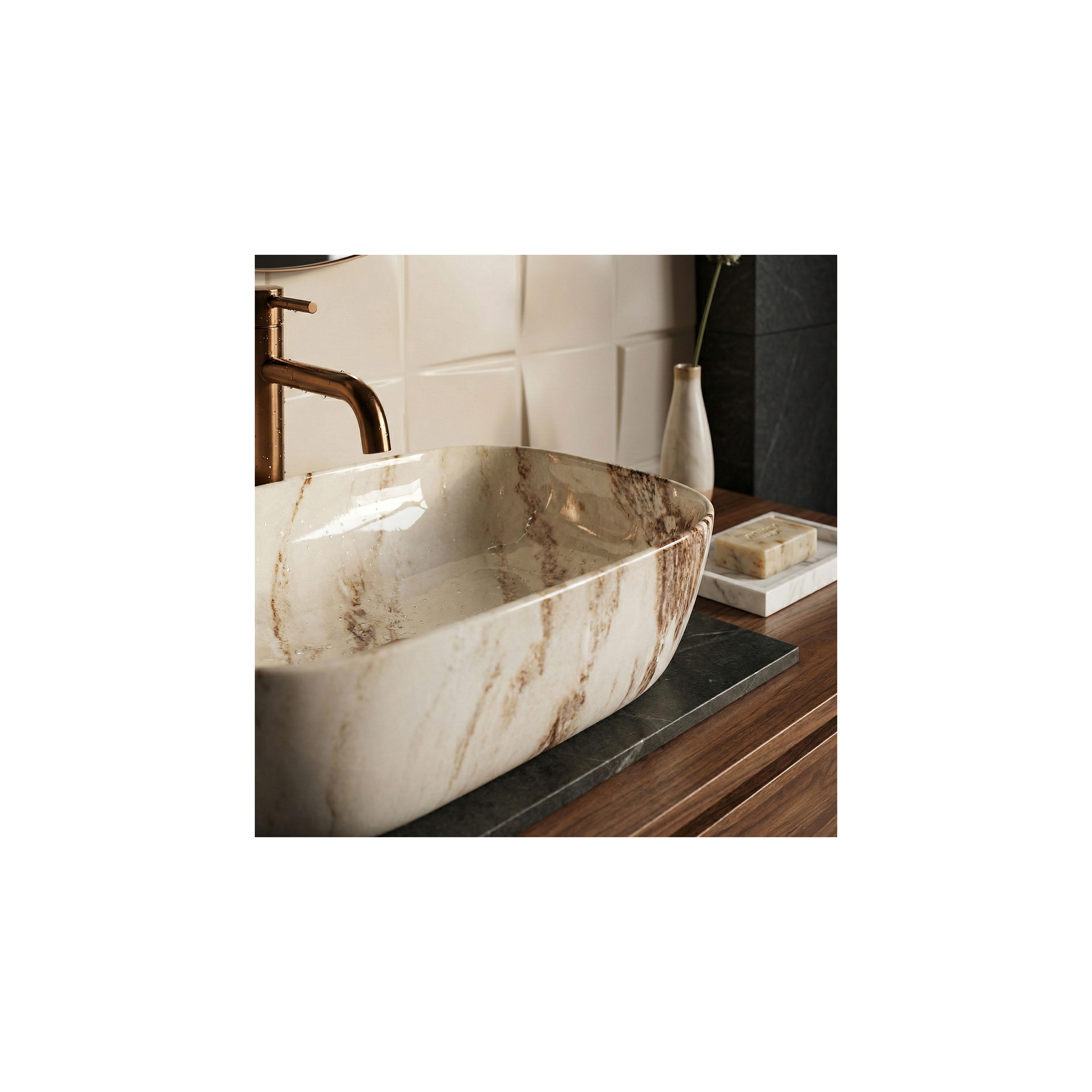 Countertop washbasin Rea Belinda Marrone Shiny