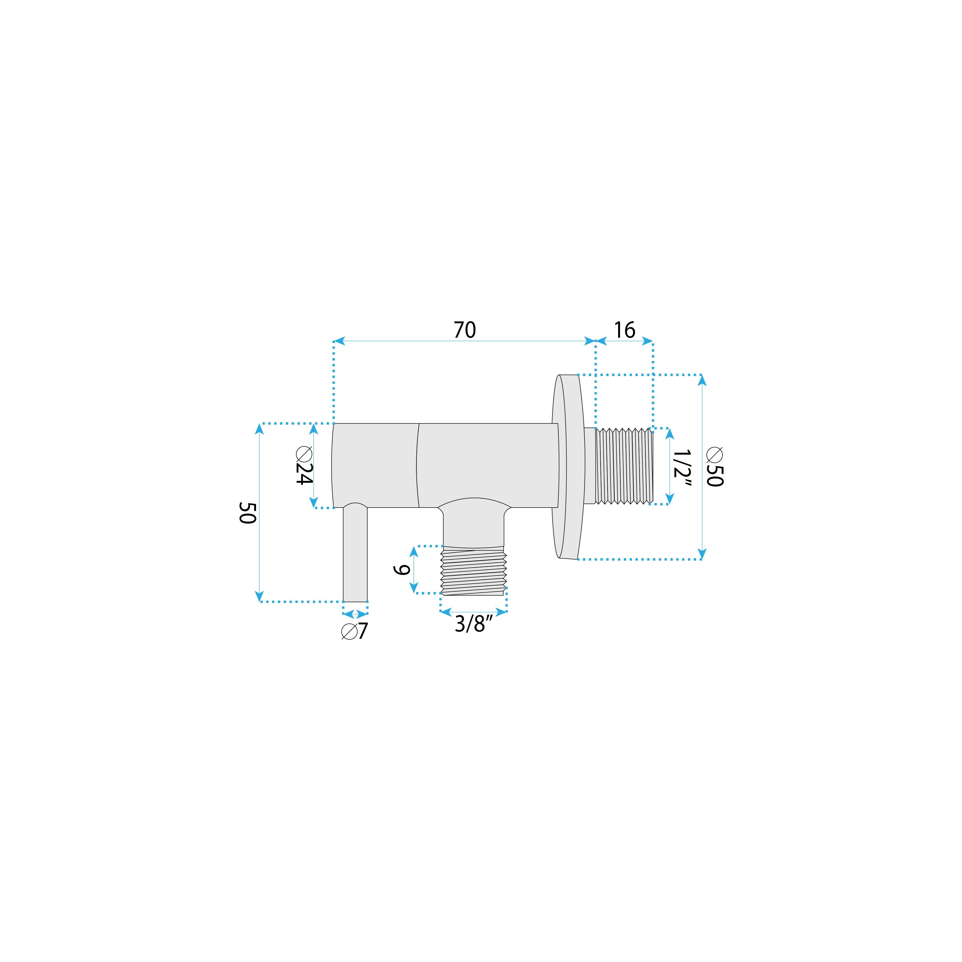 Robinet d’angle 1/2" x 3/8" Chrome