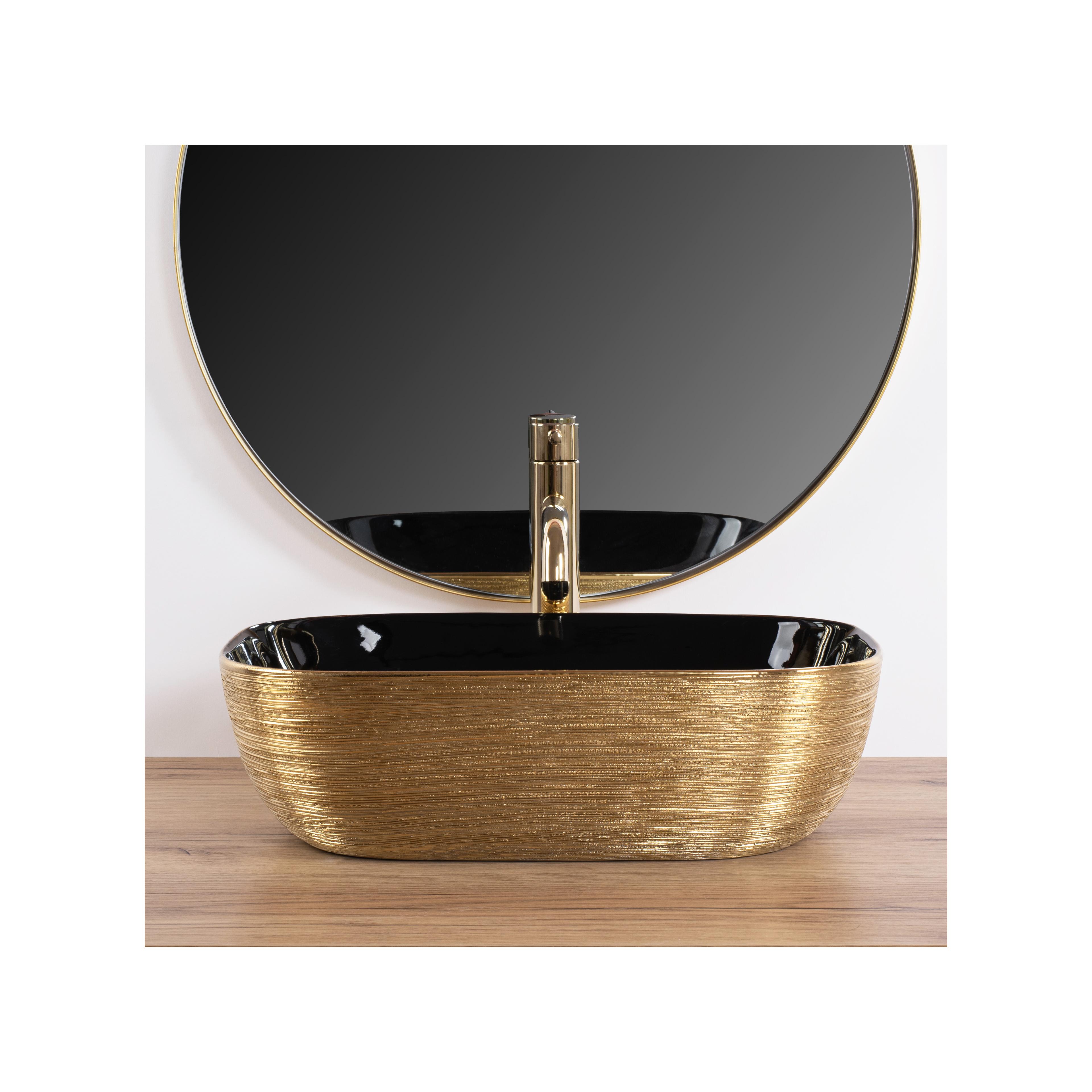 Umywalka nablatowa Rea Belinda BLACK BRUSH GOLD