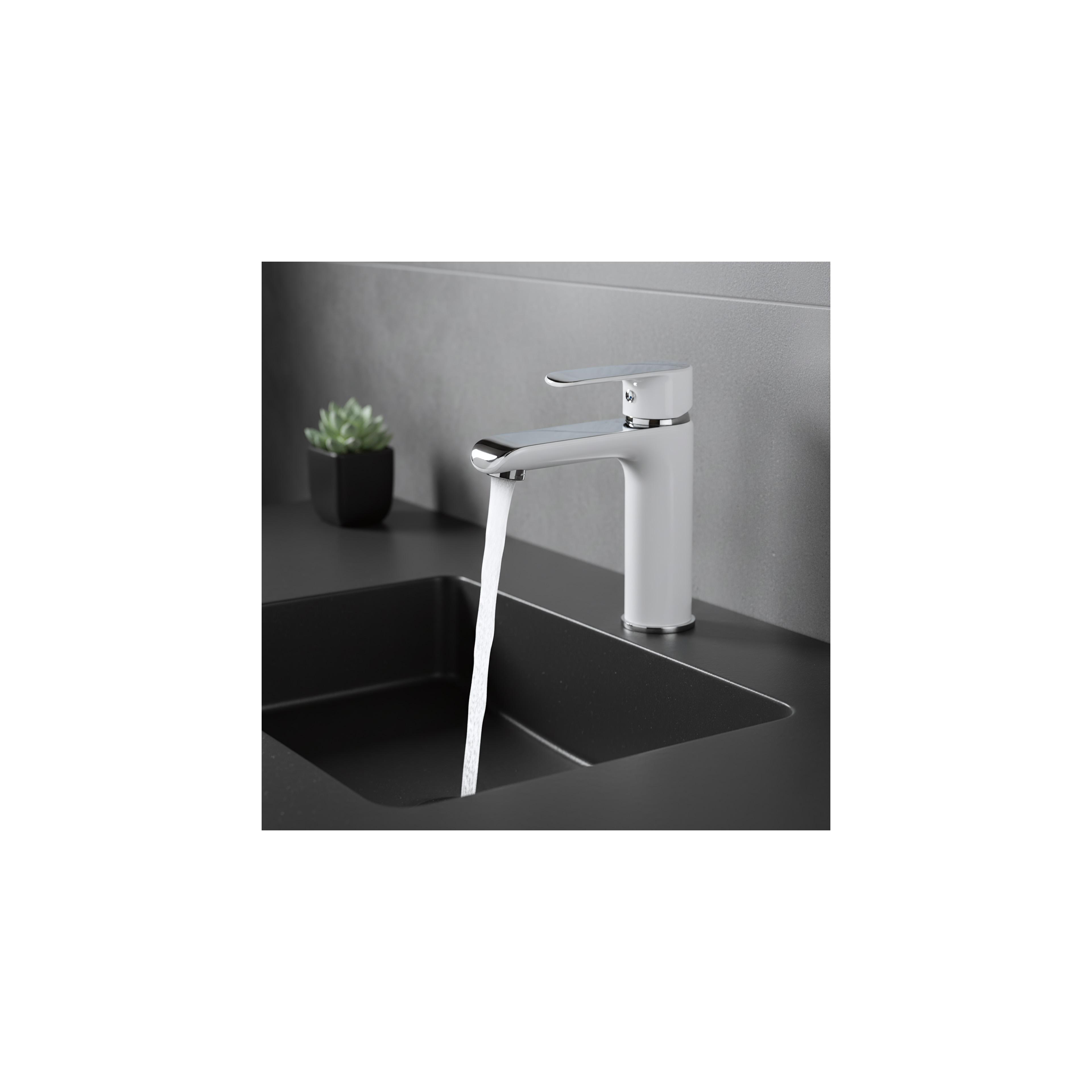 Baterie pentru baie REA Bloom White Chrom Low