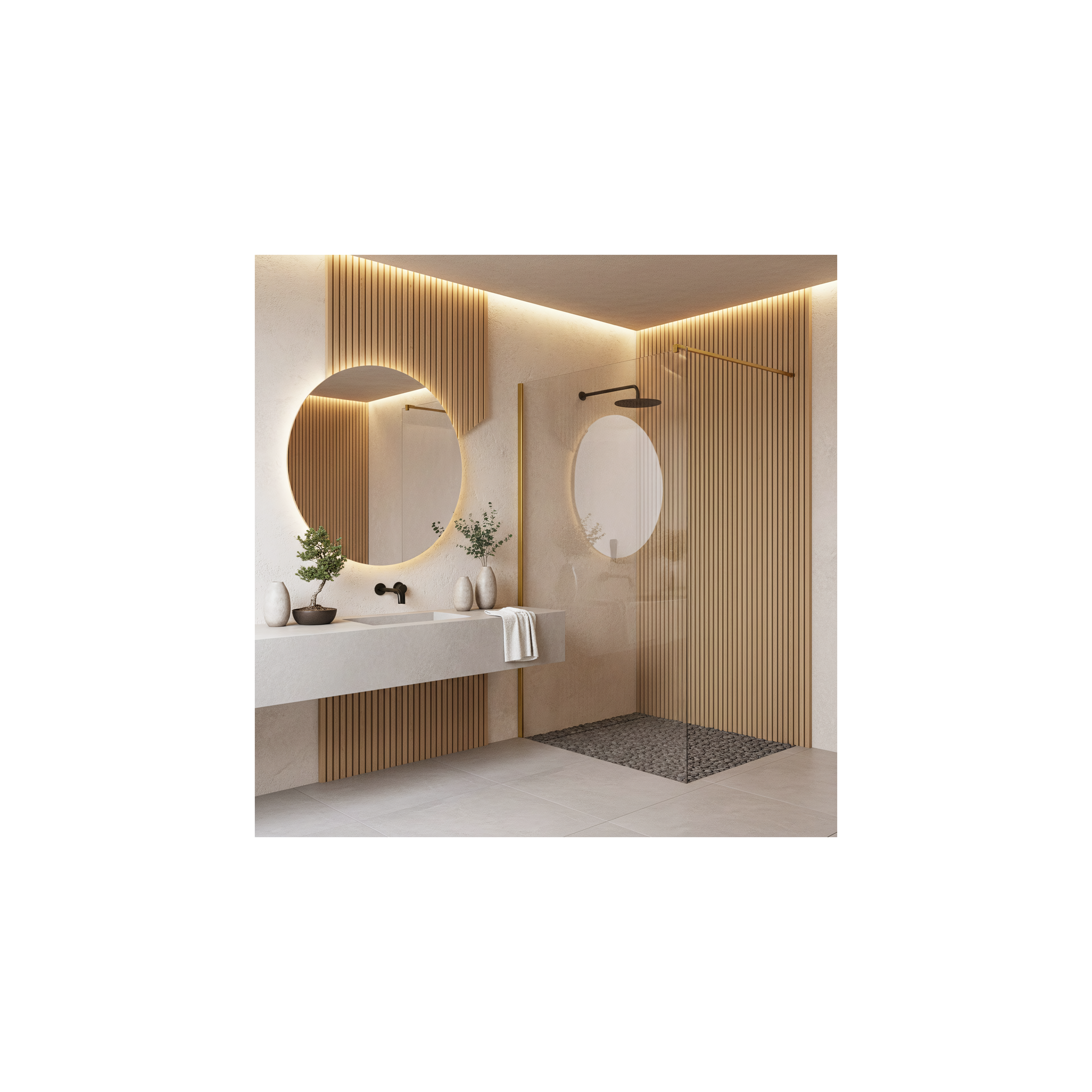 Paroi de douche Rea Flexi Transparent / Brush Gold 140