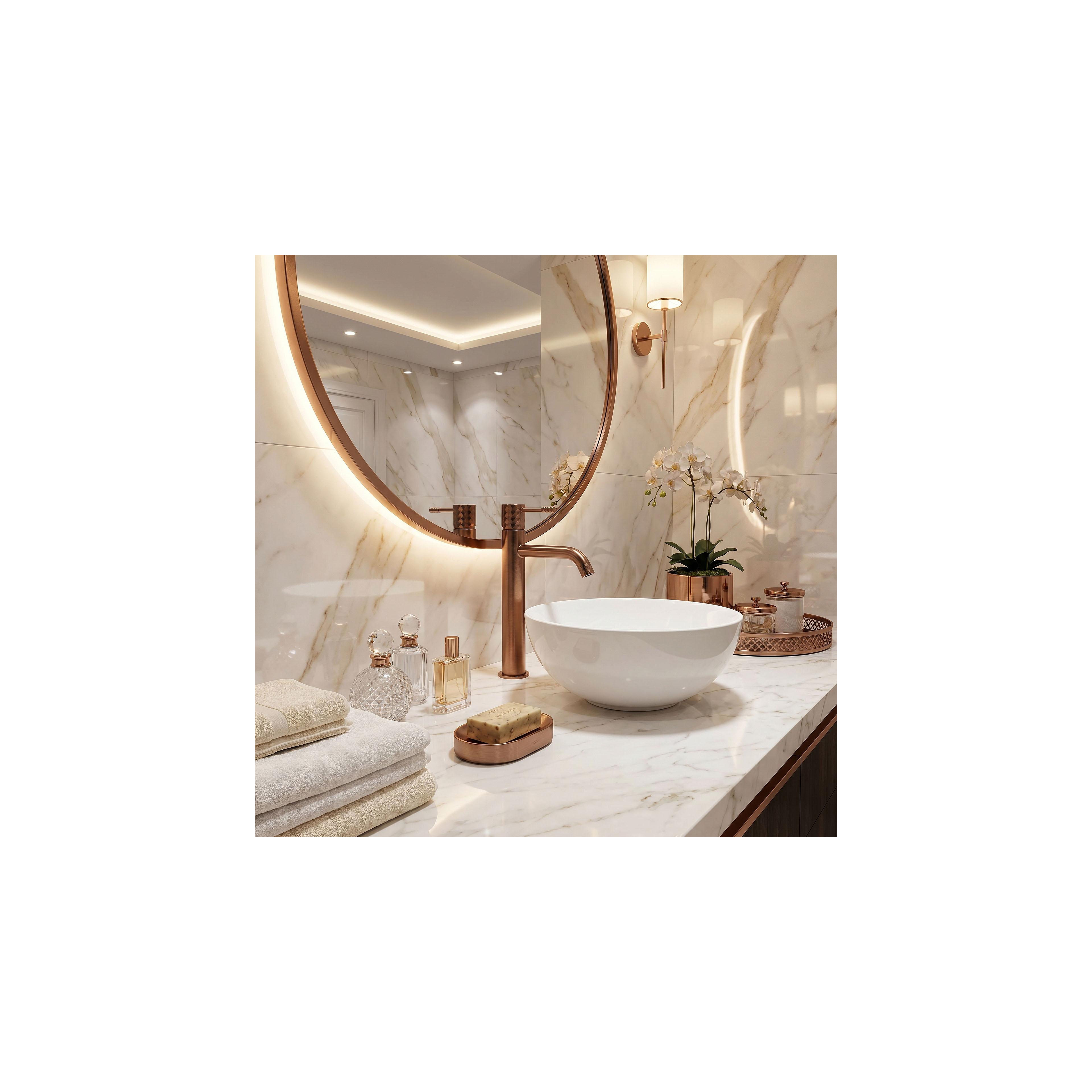 Baterie pentru lavoar Rea Lungo Diamond Brush Copper