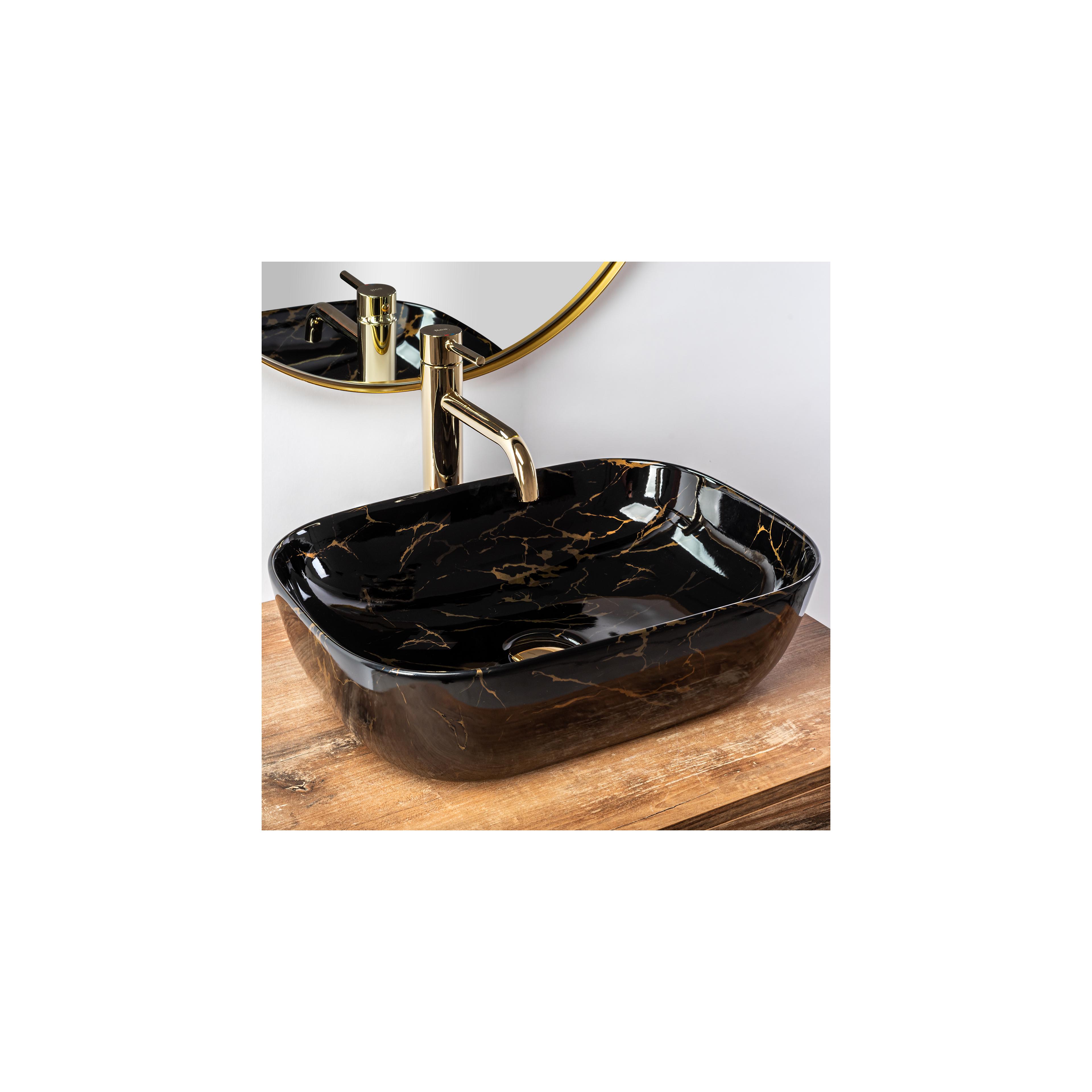 Vasque à poser Rea Belinda Black Marble shiny