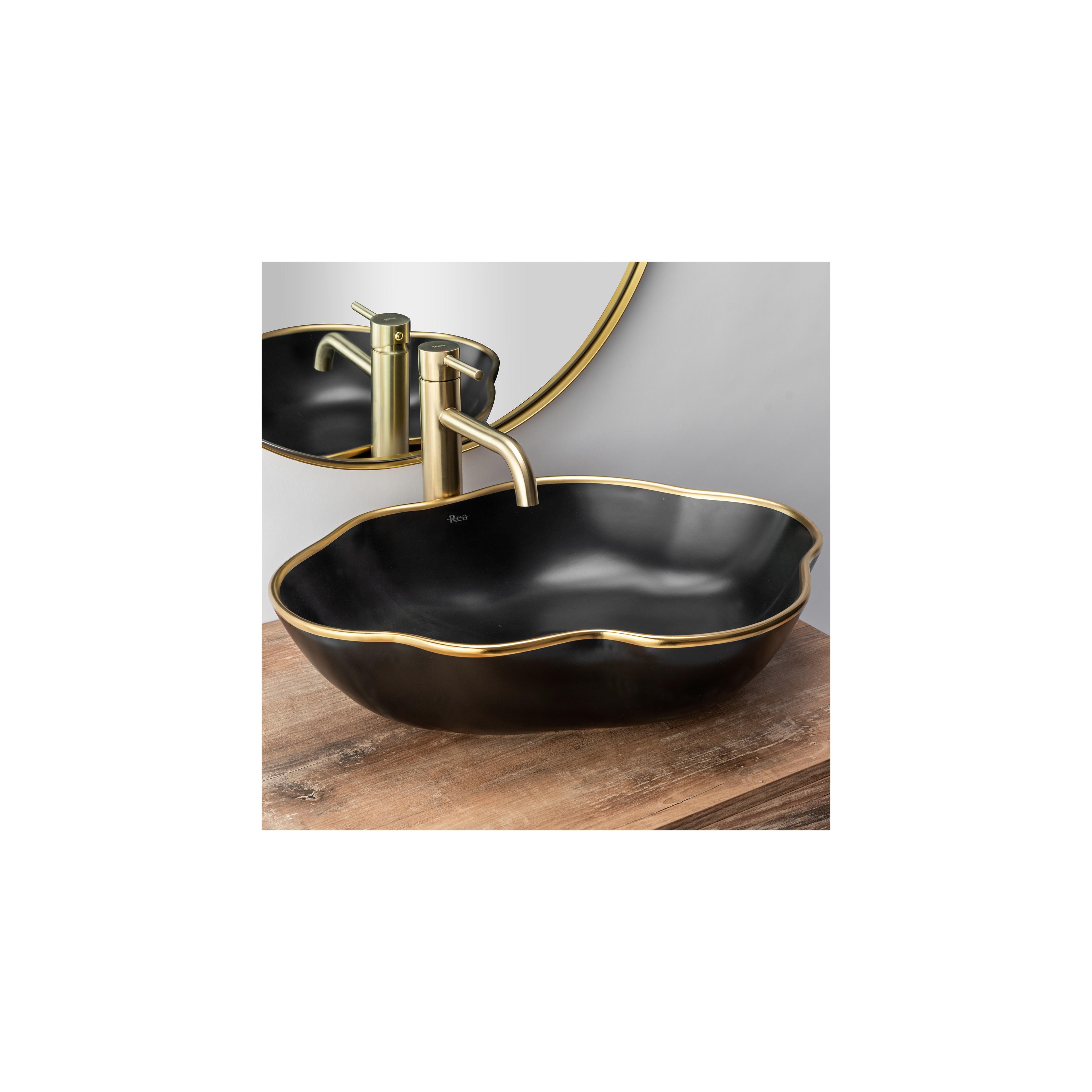 Grifo de LAVABO Rea Lungo Brushed Gold High