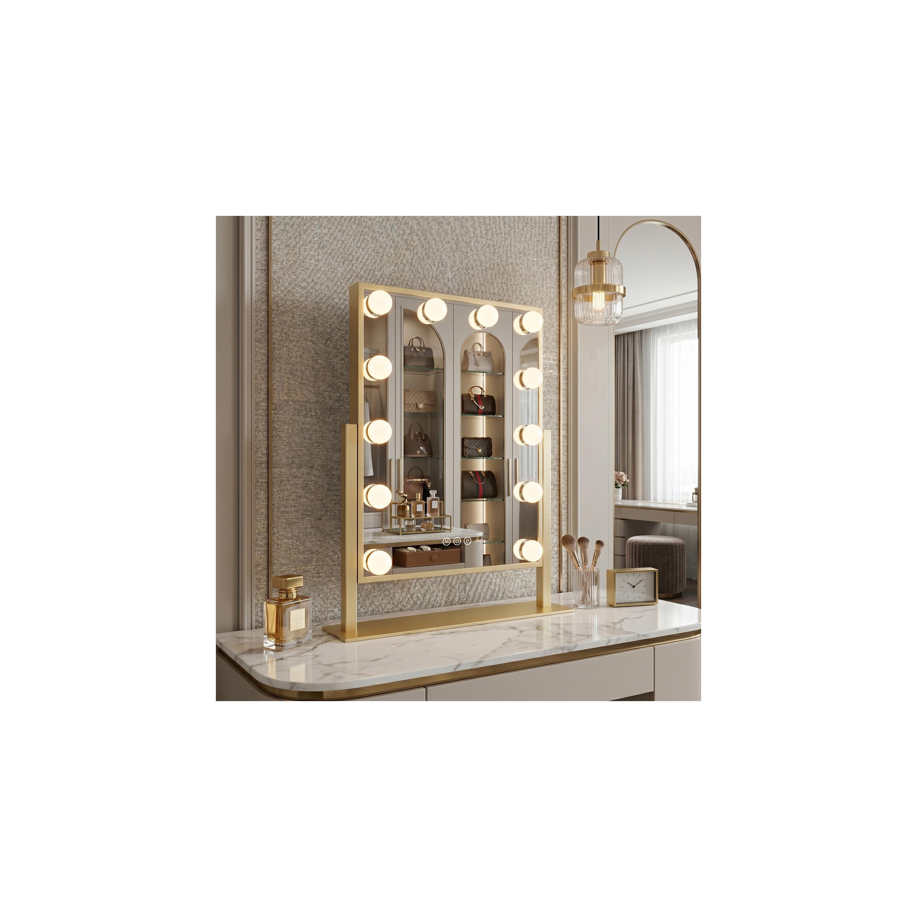 Miroir LED HOLLYWOOD L.Gold 30x40