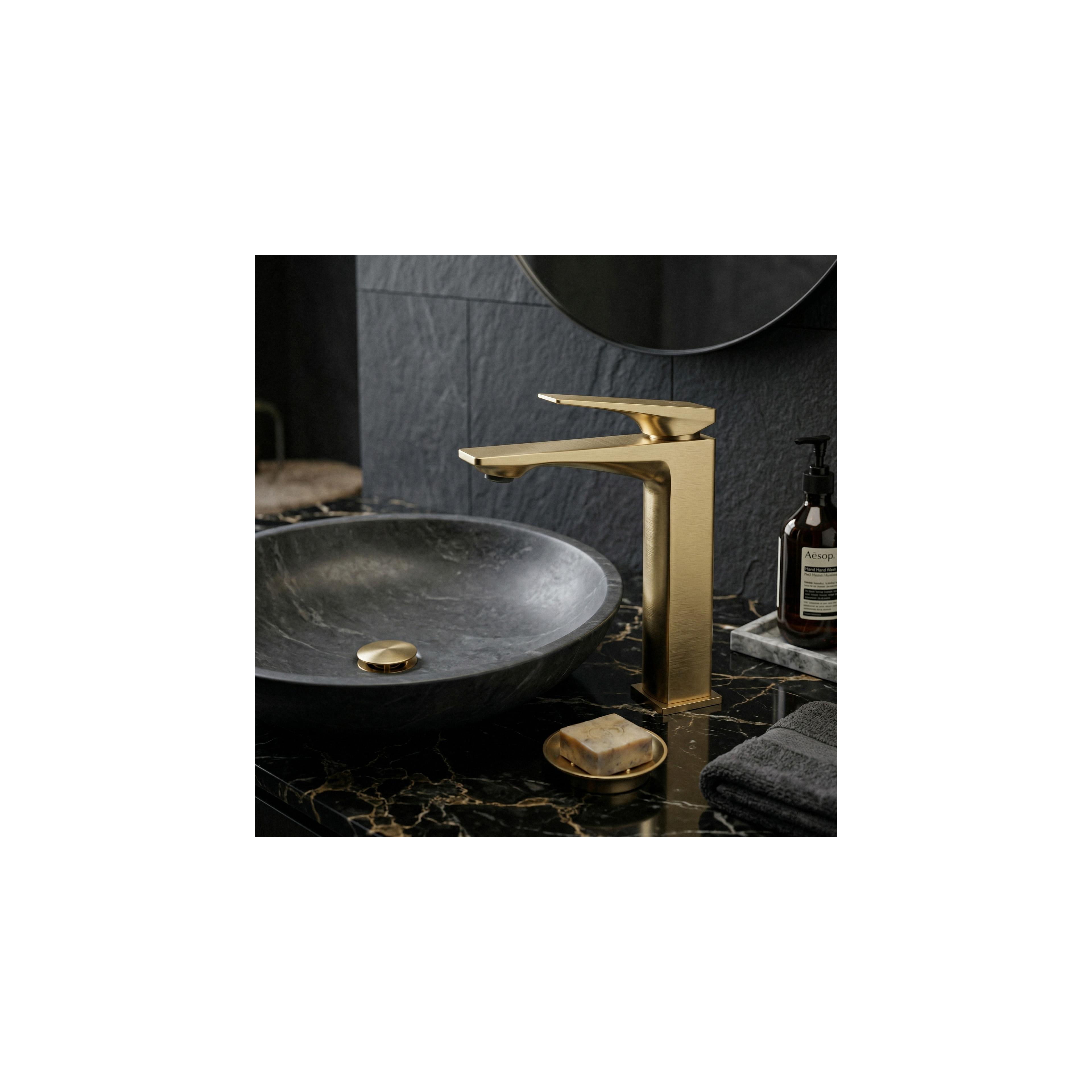 Bateria Umywalkowa PREMIUM REA Prime Brush Gold Low