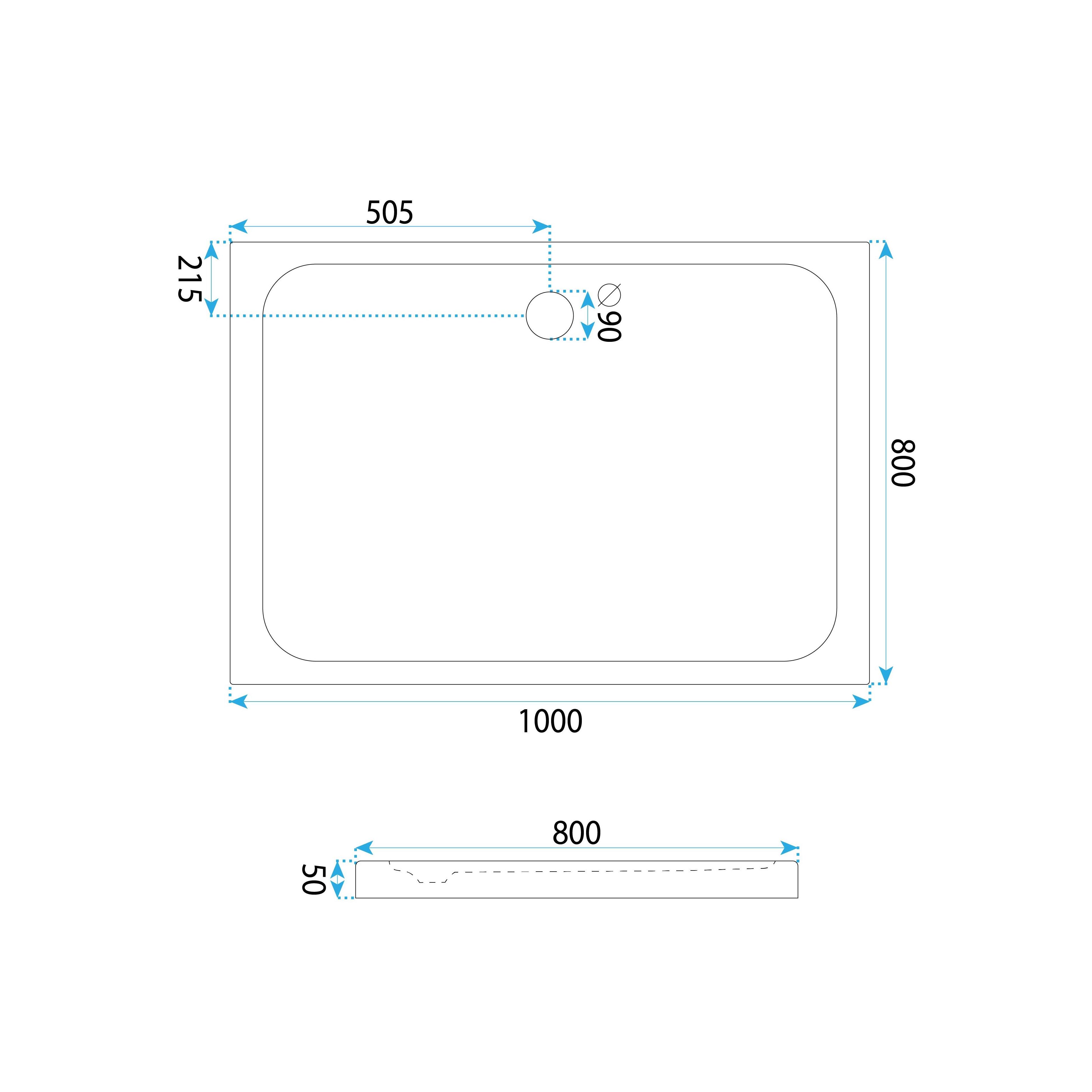 shower tray Rea Belmond White 80x100 Brush Copper