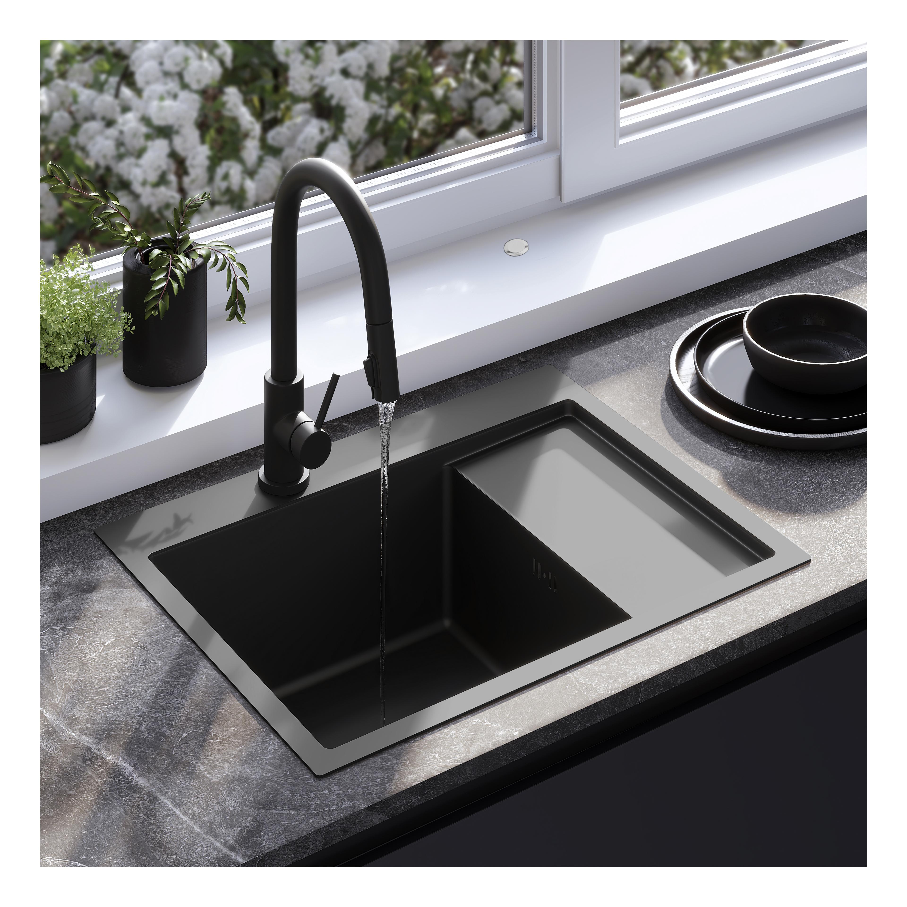 Edelstahlspüle Fin Black