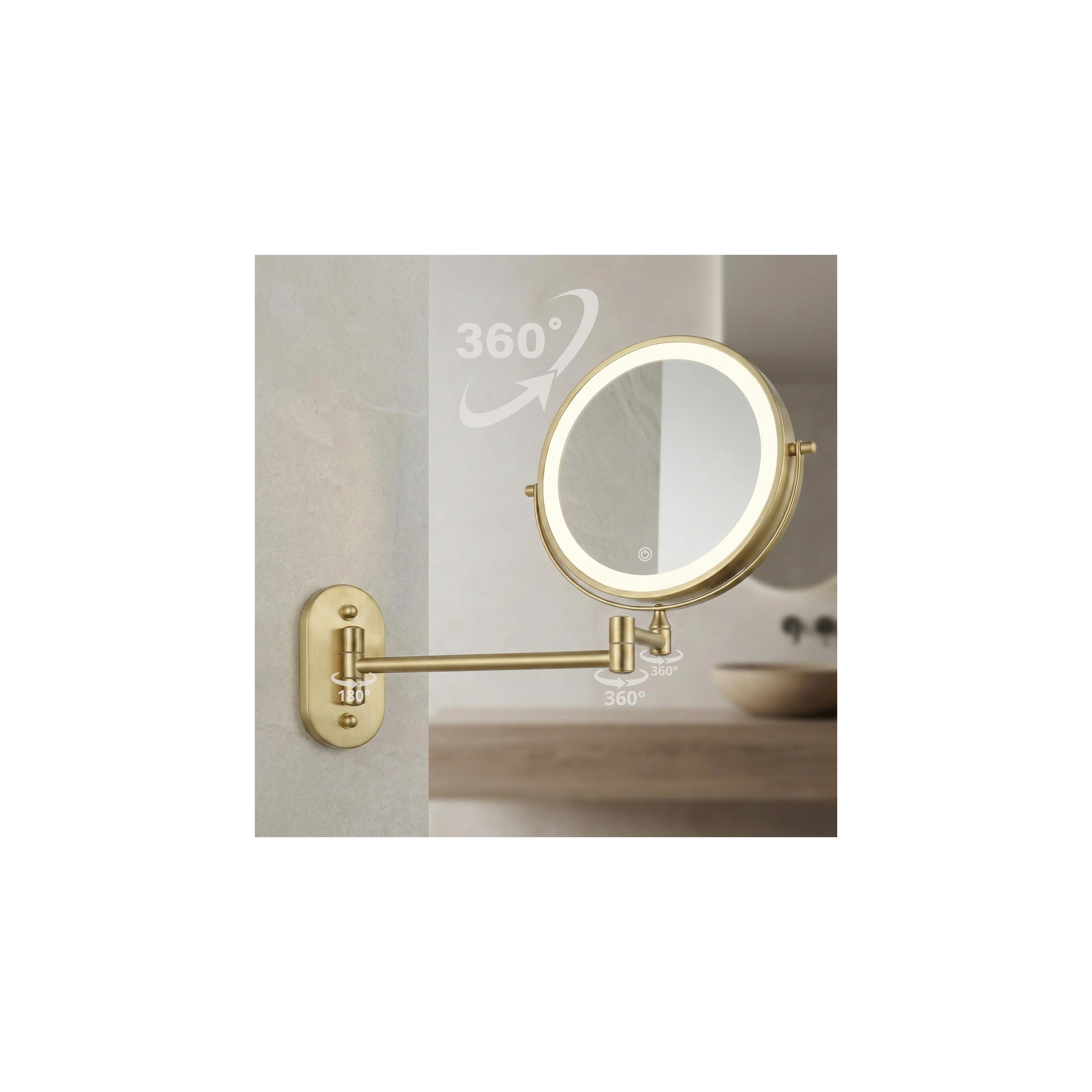 Miroir LED Glow Brush Gold