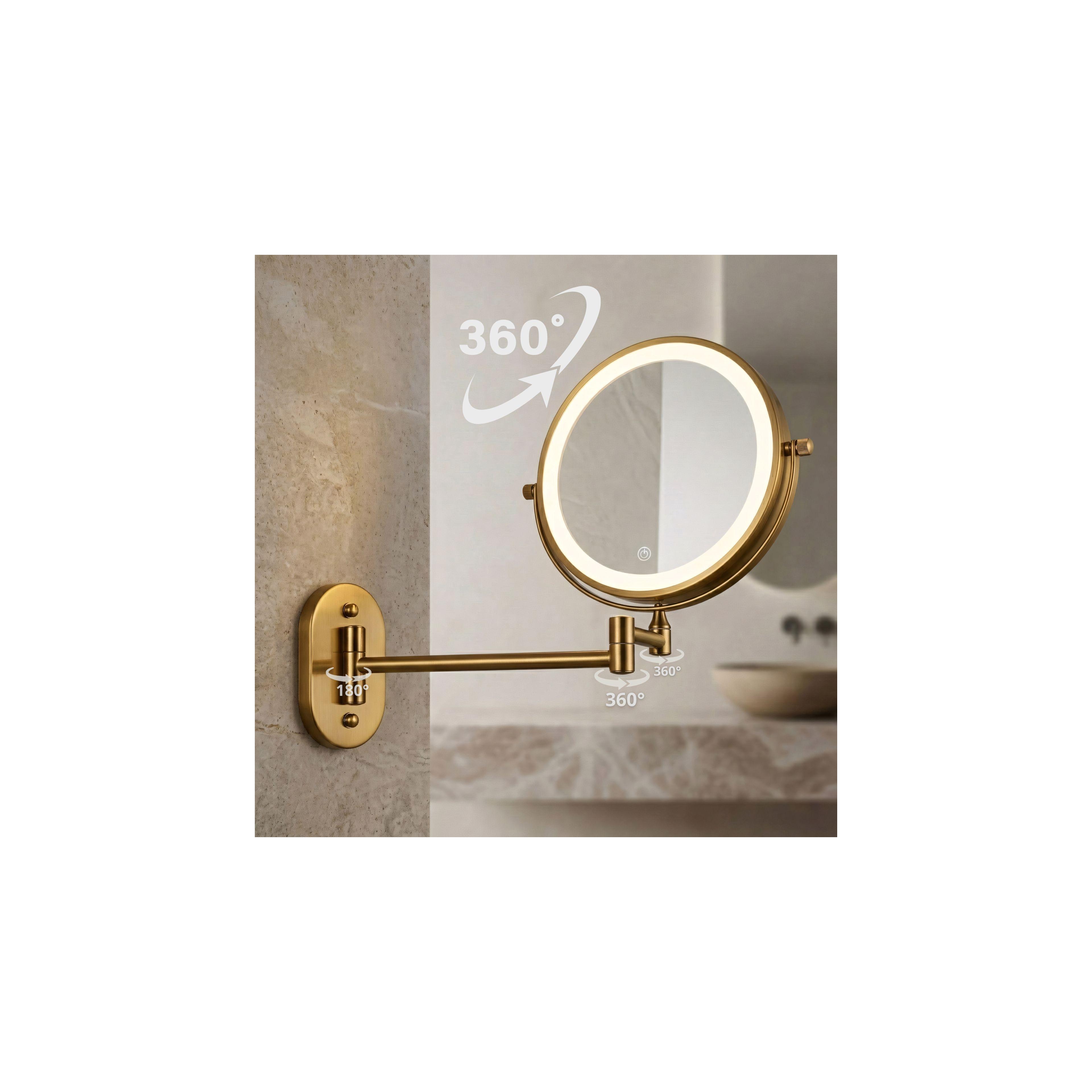 Miroir LED Glow Old Gold