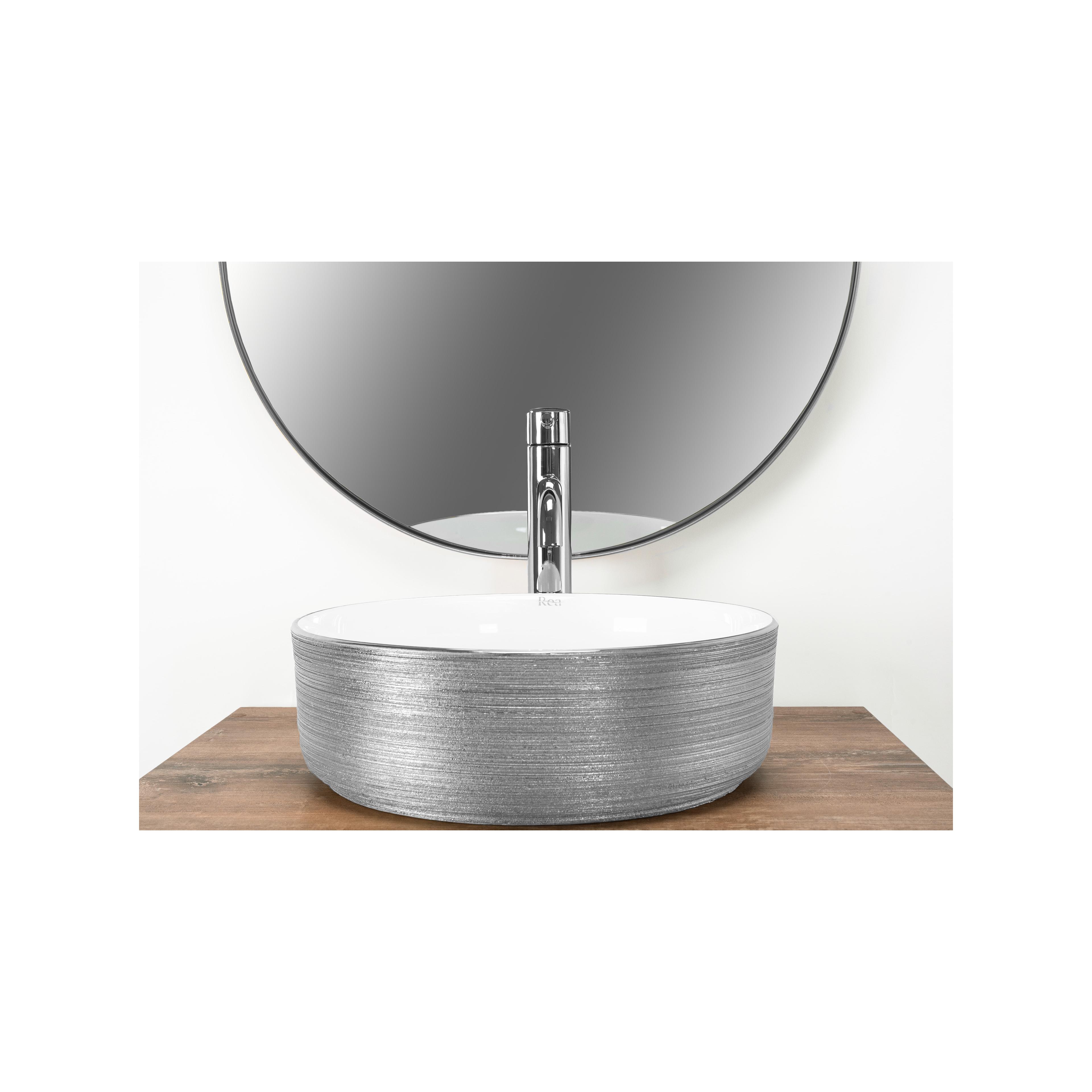 Umywalka nablatowa Rea Sami Brush Silver