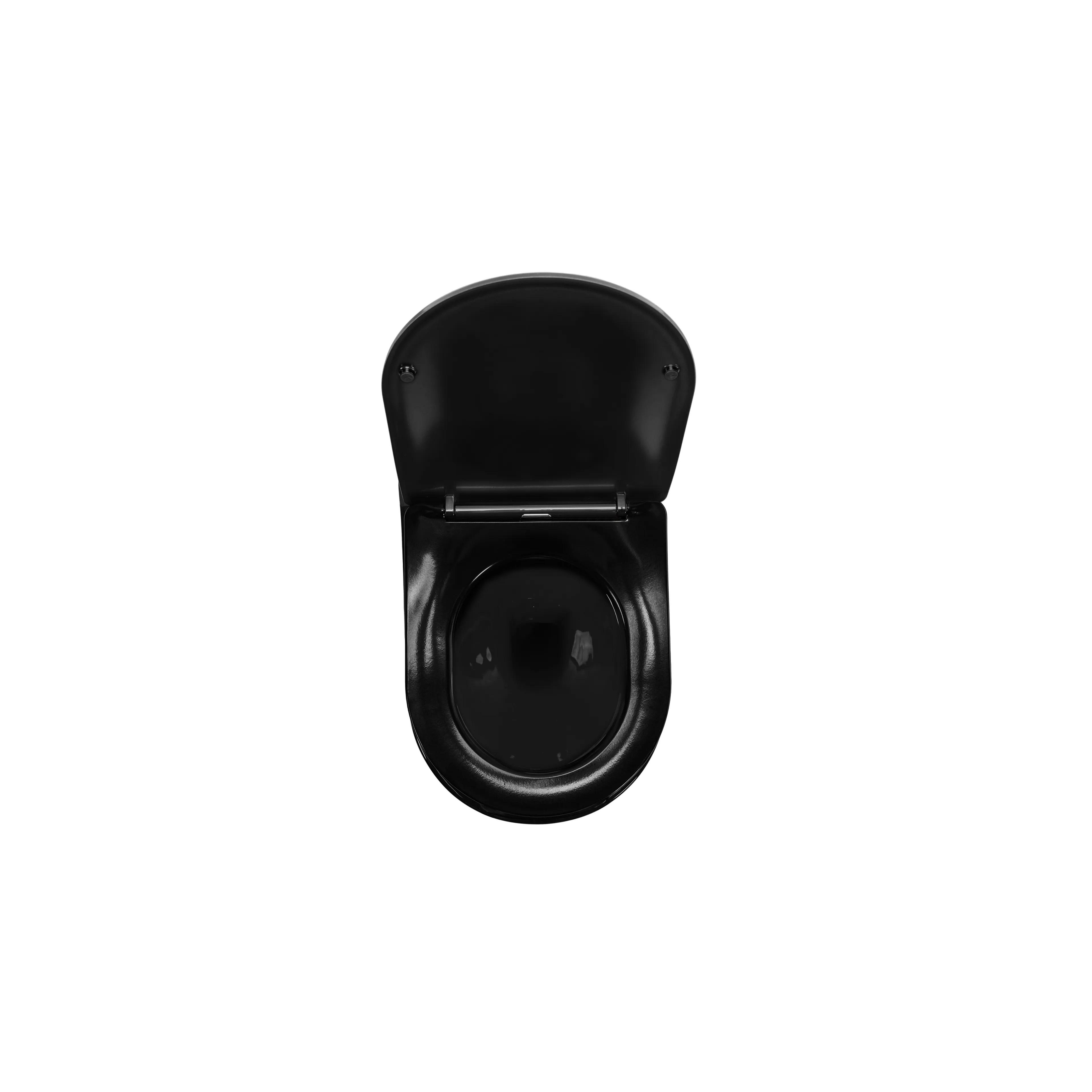 WC Schüssel Randlos CARLO Mini Rimless Duroplast Flat Black Gold Edge