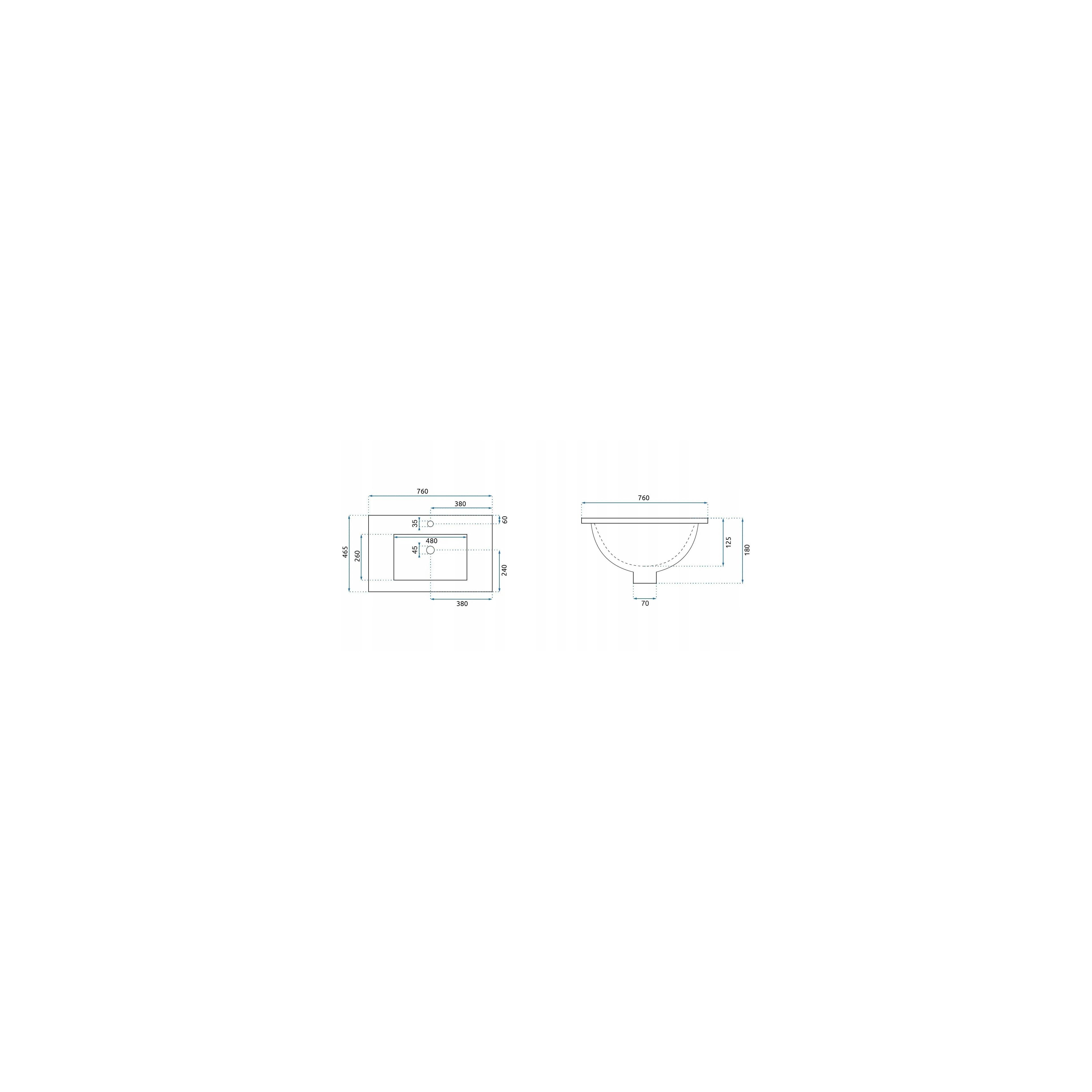 Built-in washbasin Rea Dafne 75