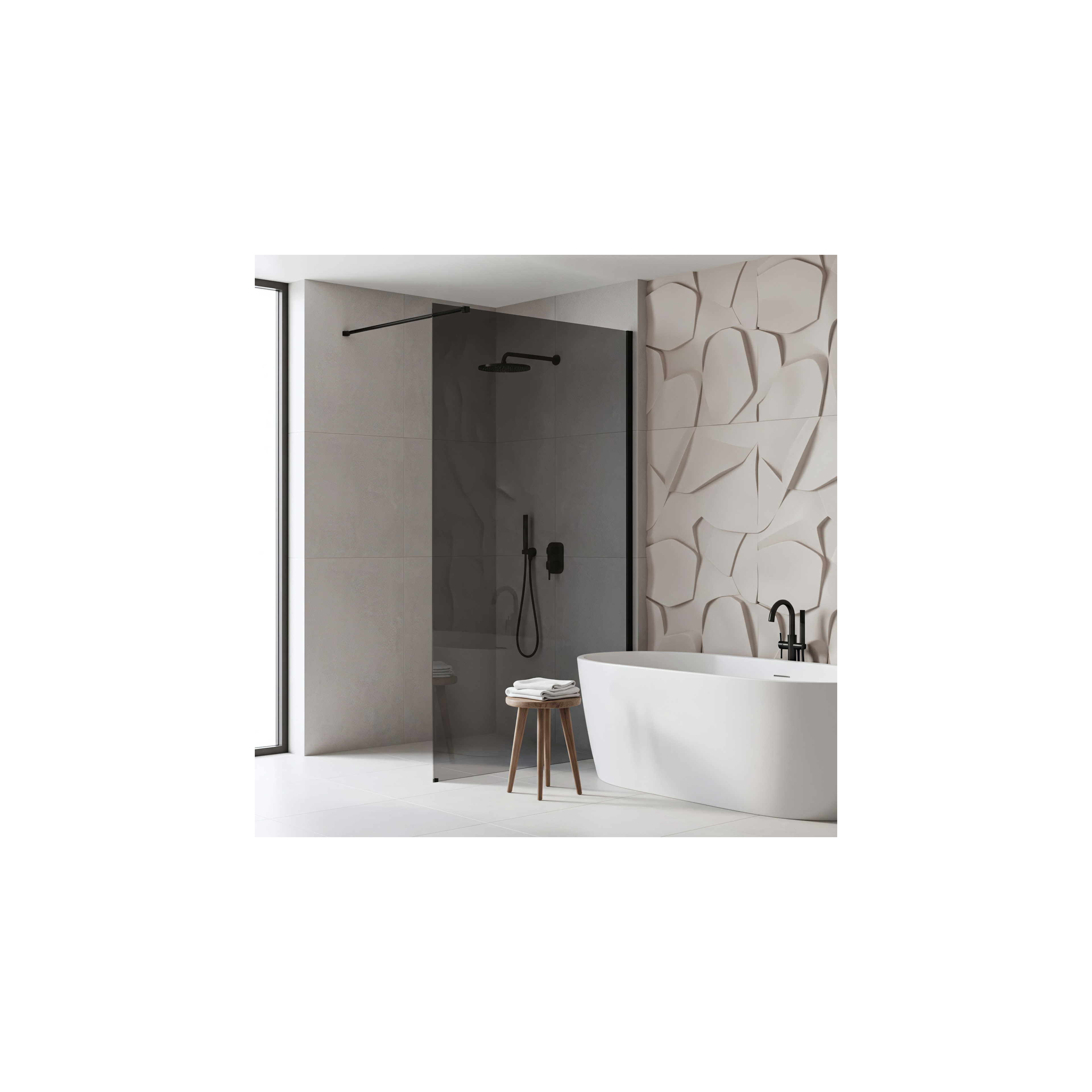 Paroi de douche Rea Flexi Grey / Black 130