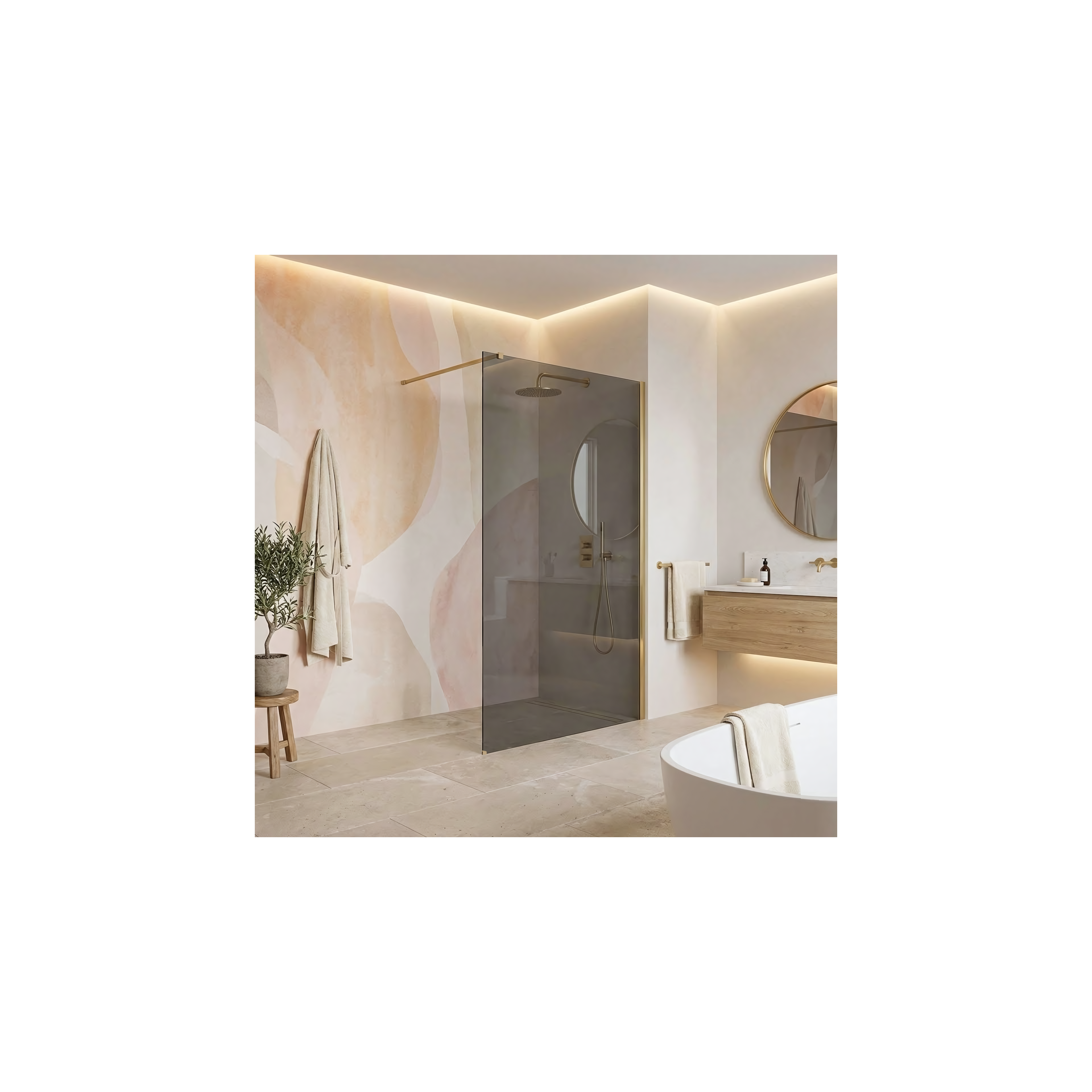 Paroi de douche Rea Flexi Grey / Brush Gold 90